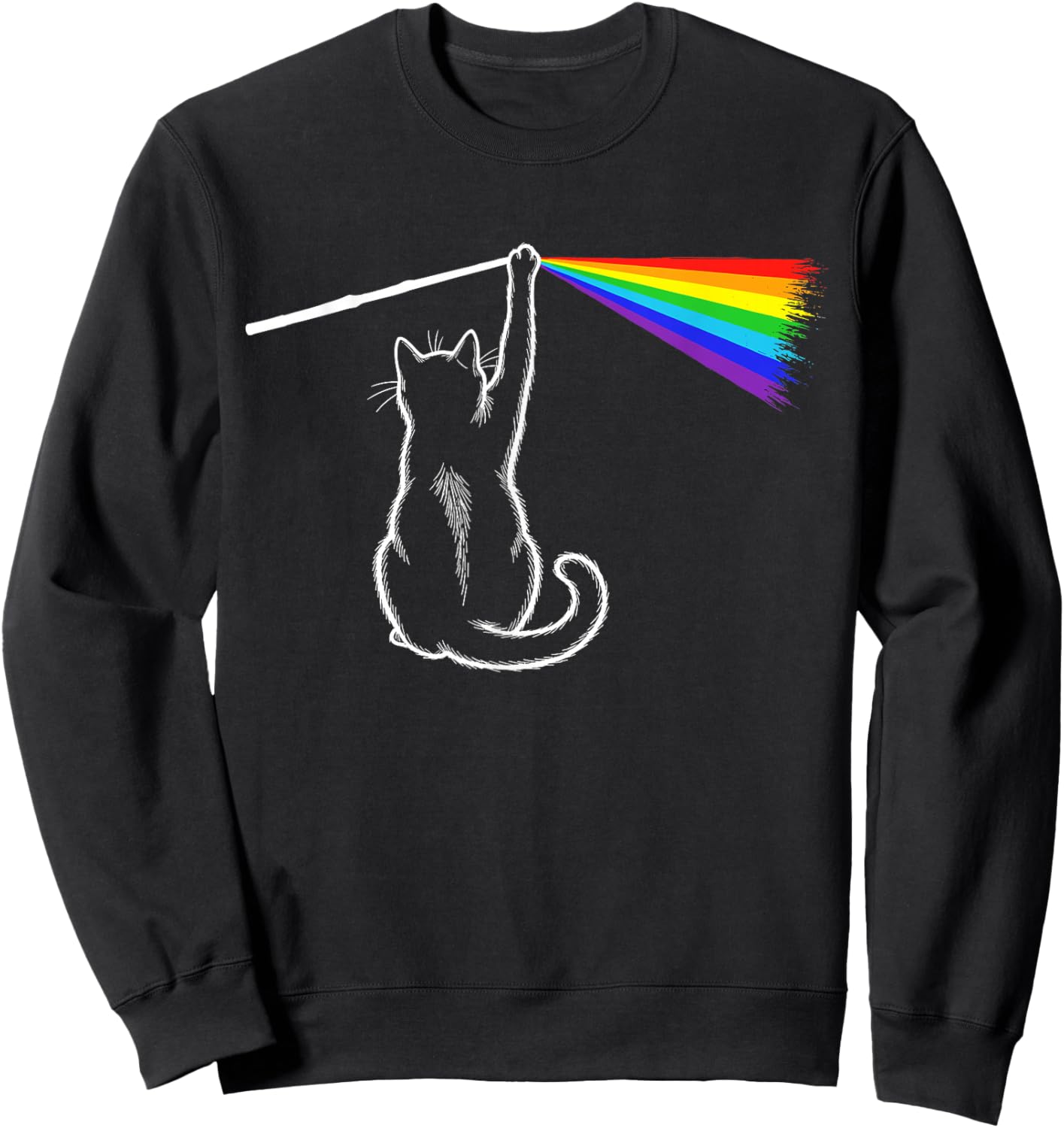 Playing with Light Cat Gift Men Kids Women Funny Cat Sweatshirt - Sweatshirt | Black