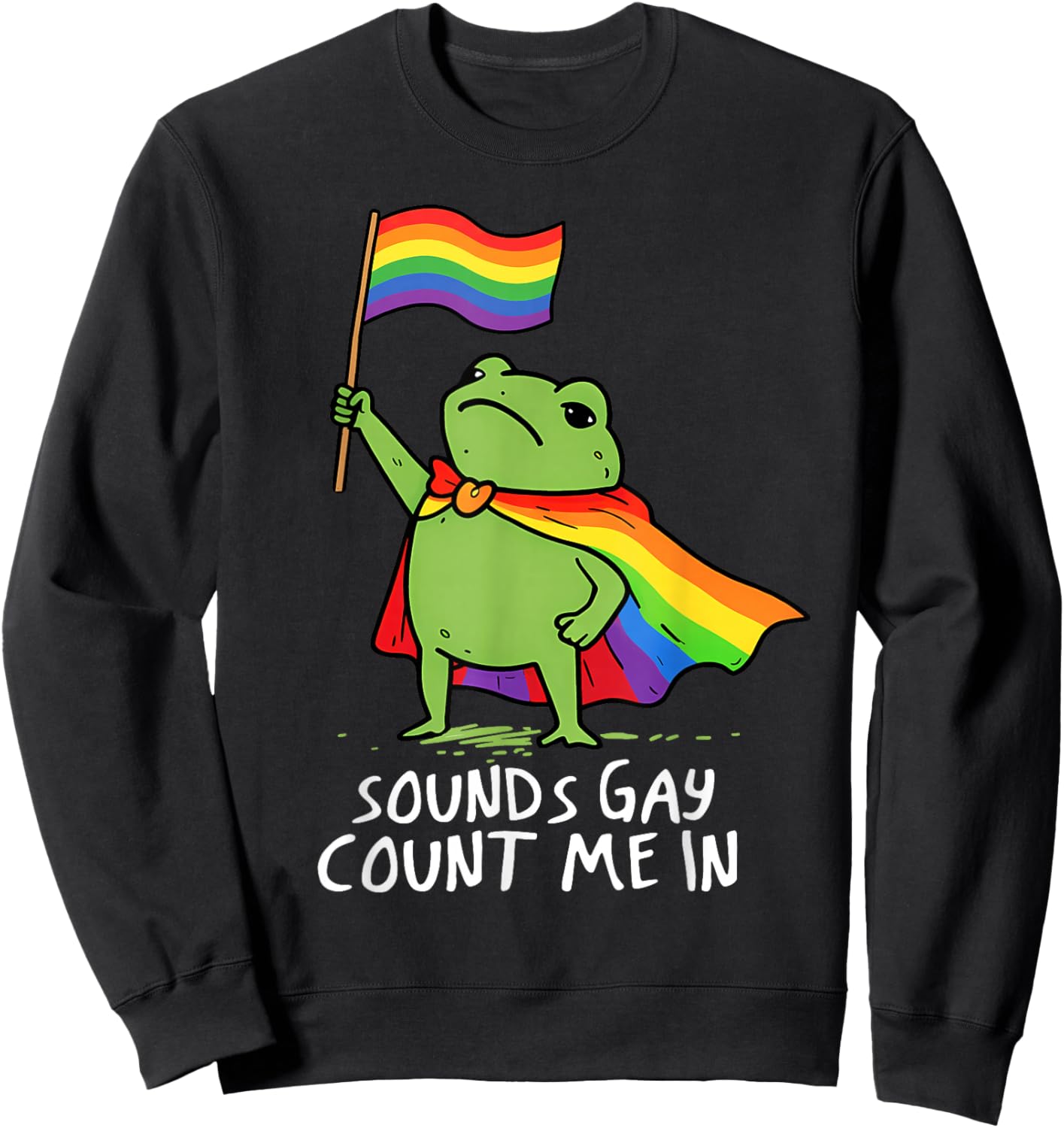 Ally Gay Lesbian Pride Funny Memes Frog Rainbow Flag LGBTQ Sweatshirt - Sweatshirt | Black