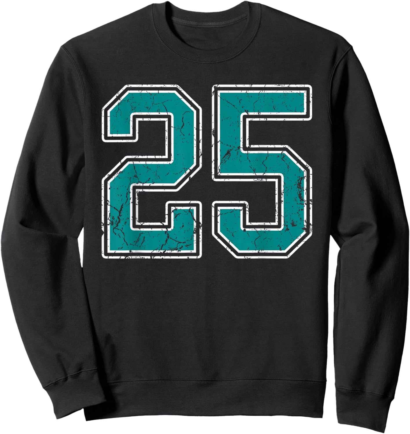 Teal and White Number 25 Jersey Player Uniform #25 Fan Sweatshirt - Sweatshirt | Black