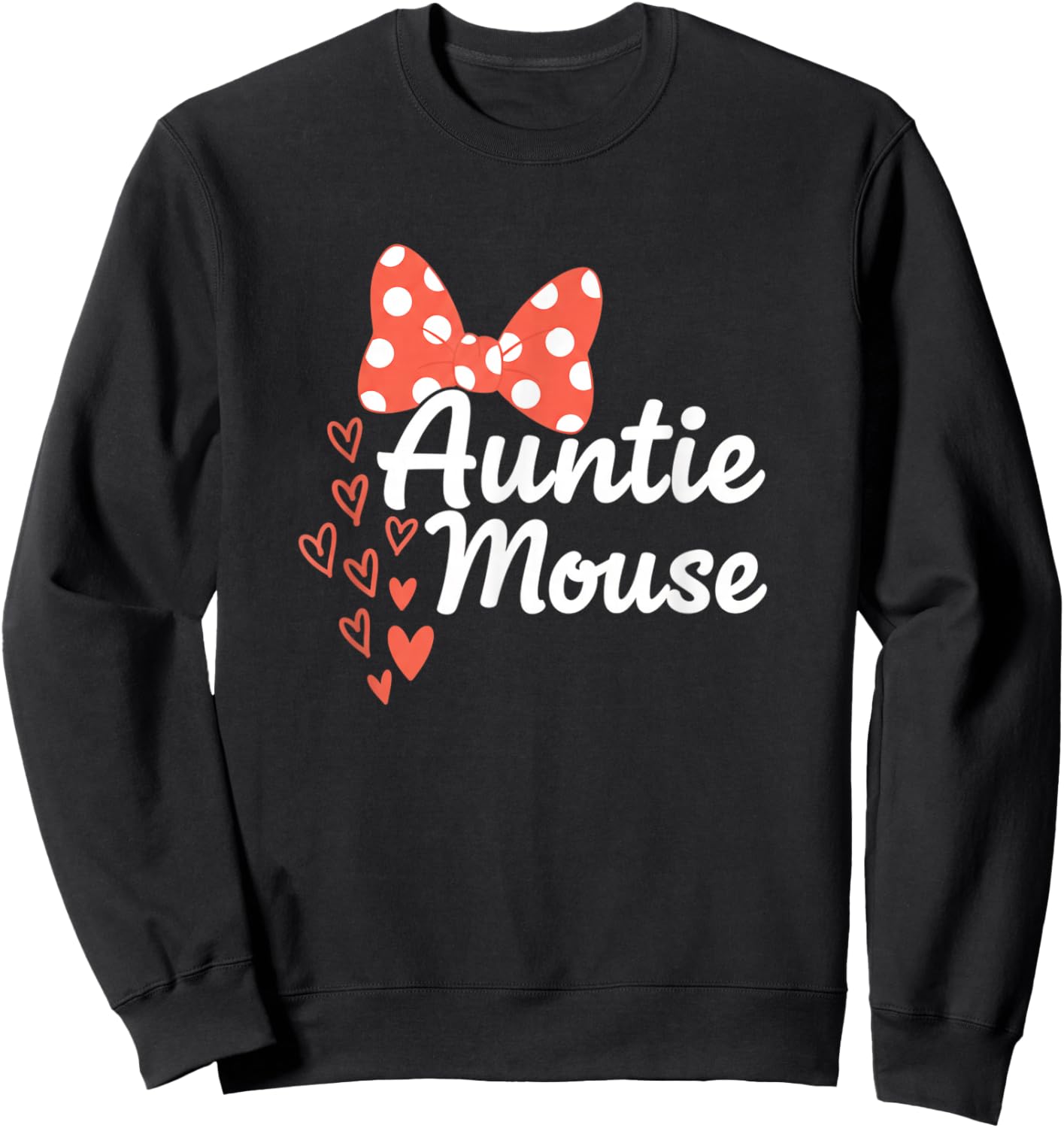Auntie Mouse Cute Minnie Bow Hearts Aunt Family Sweatshirt - Sweatshirt | Black