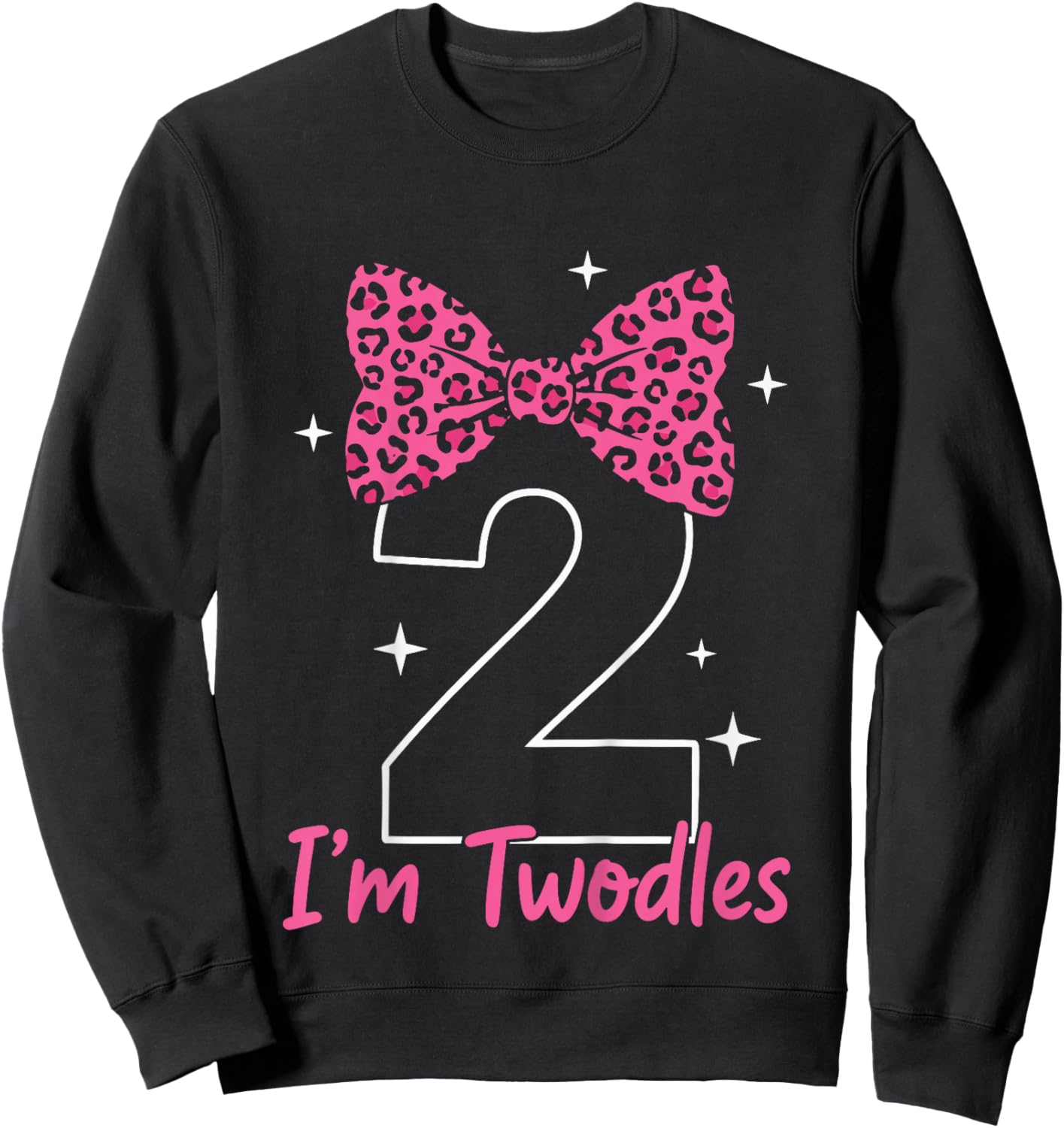 Kids I’m Twodles 2nd Birthday Girl Bow T Shirt Sweatshirt - Sweatshirt | Black