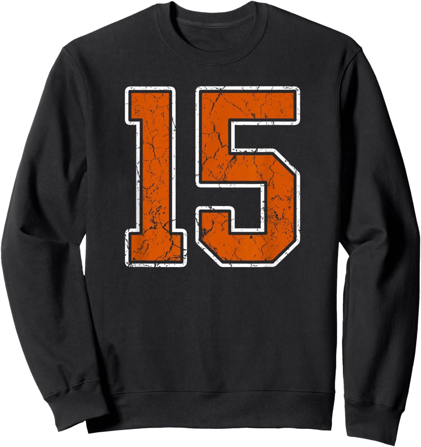 Grunge Burnt Orange and White #15 Sports Jersey Number 15 Sweatshirt - Sweatshirt | Black