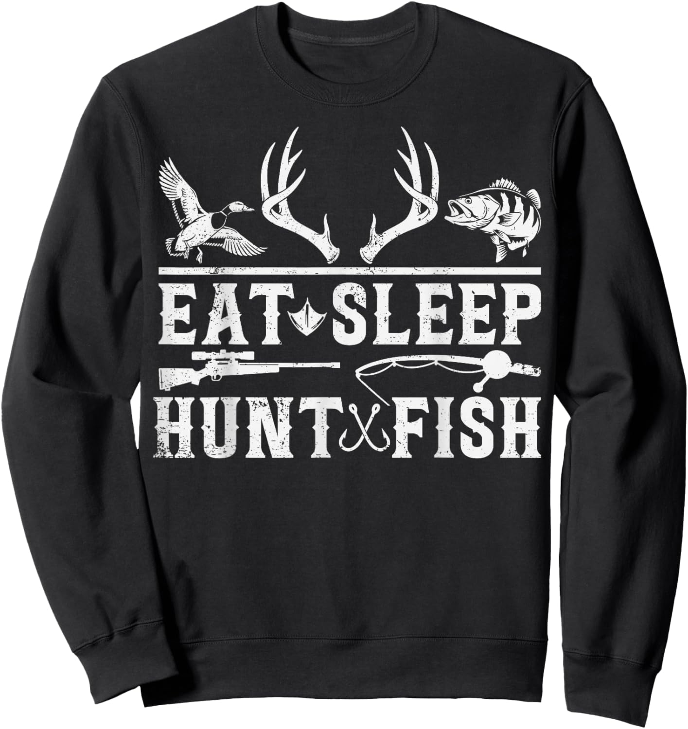 Eat Sleep Hunt Fish Hunting Fishing Outdoors Life Sweatshirt - Sweatshirt | Black