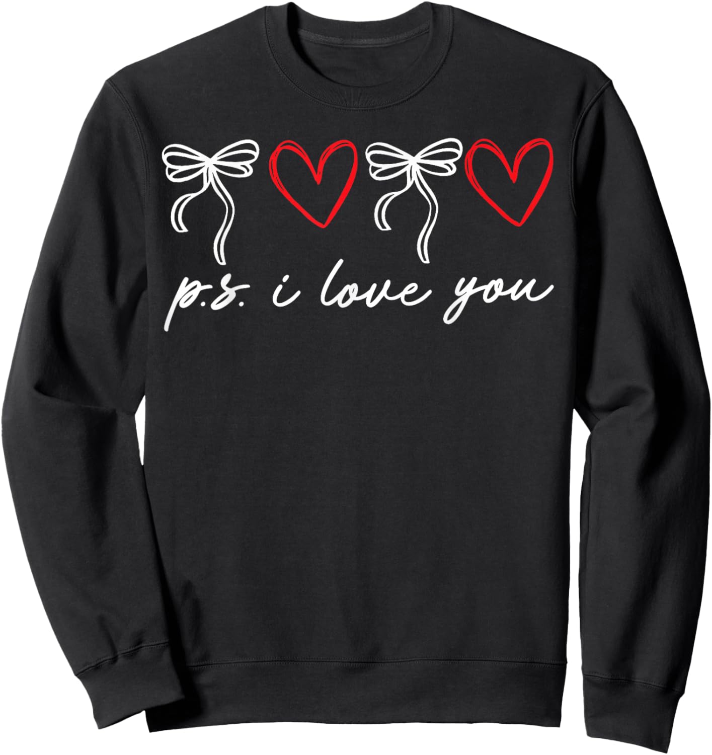 PS I Love You Day Valentine's Day Purple Heart Women Men Kid Sweatshirt - Sweatshirt | Black