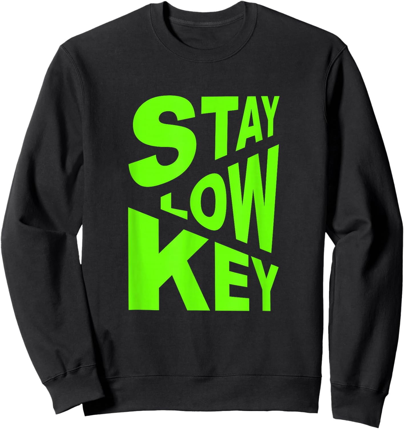 Green Color Stay Low-Key Green Graphic Sweatshirt - Sweatshirt | Black