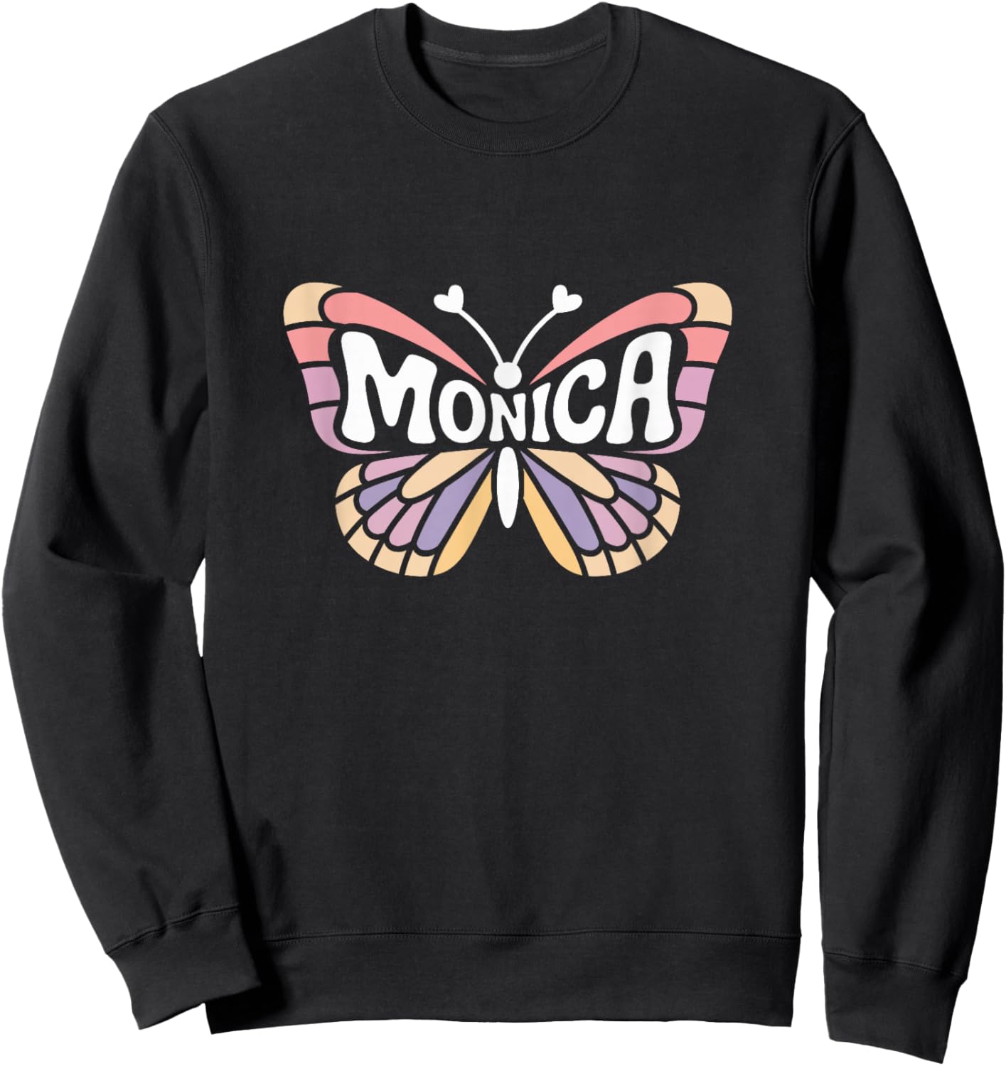 Monica Butterfly - Personalized Cute Name Word Art Sweatshirt - Sweatshirt | Black