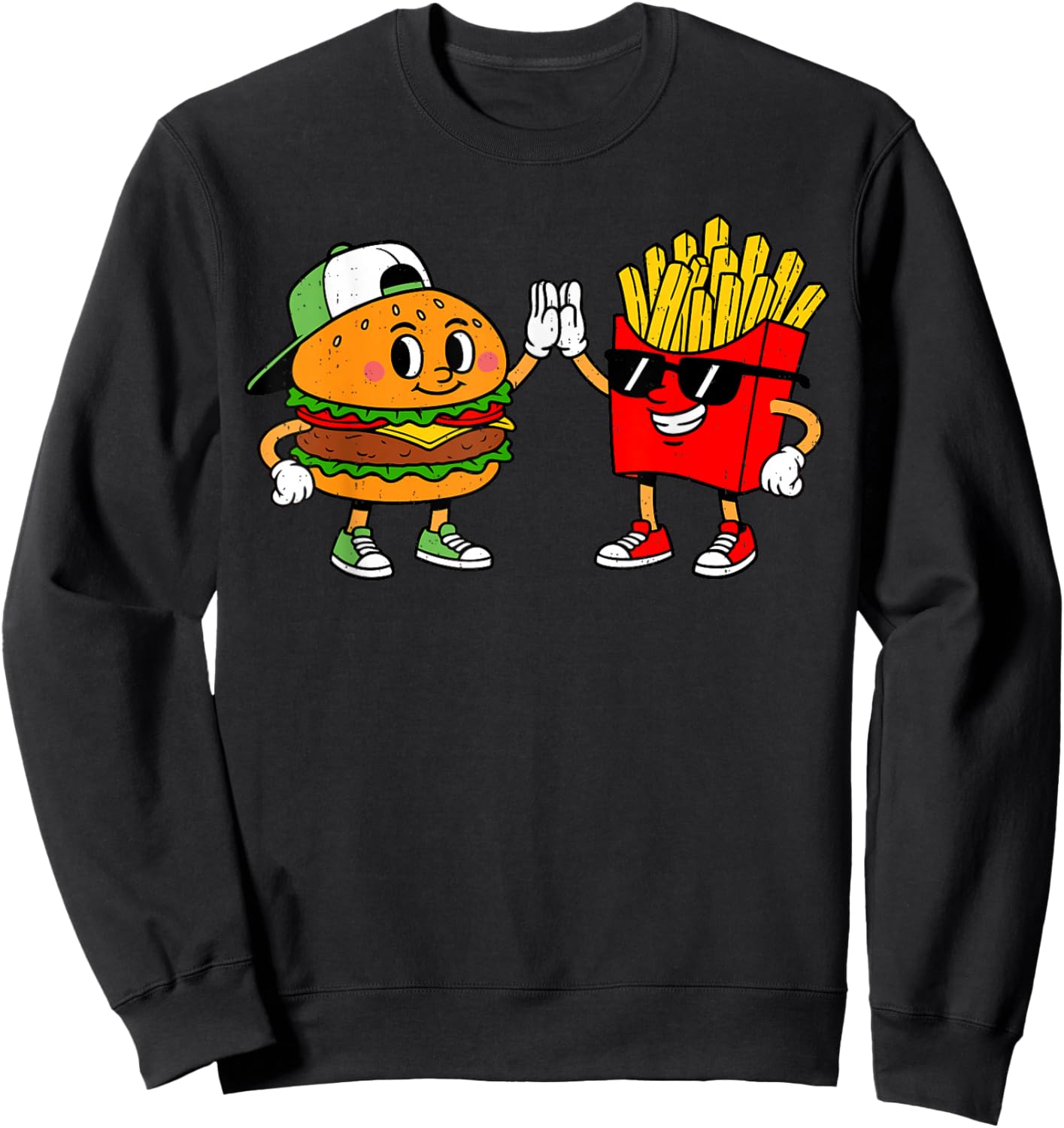 Funny Hamburger French Fries Combo Snacks Fast Food Lover Sweatshirt - Sweatshirt | Black
