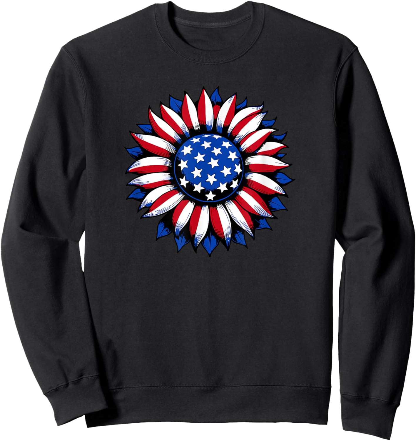 Let Freedom Bloom Patriotic American Sunflower USA Flag Sweatshirt - Sweatshirt | Black