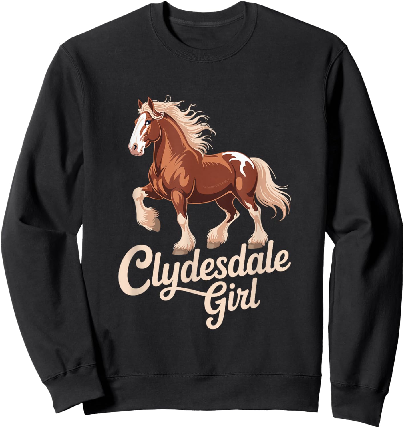 Clydesdale Girl Vintage Horse Equestrian Sweatshirt - Sweatshirt | Black