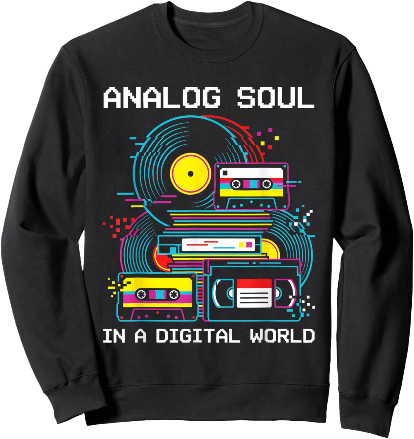 Analog Soul in A Digital World Vinyl Cassette VHS 80s 90s Sweatshirt - Sweatshirt | Black