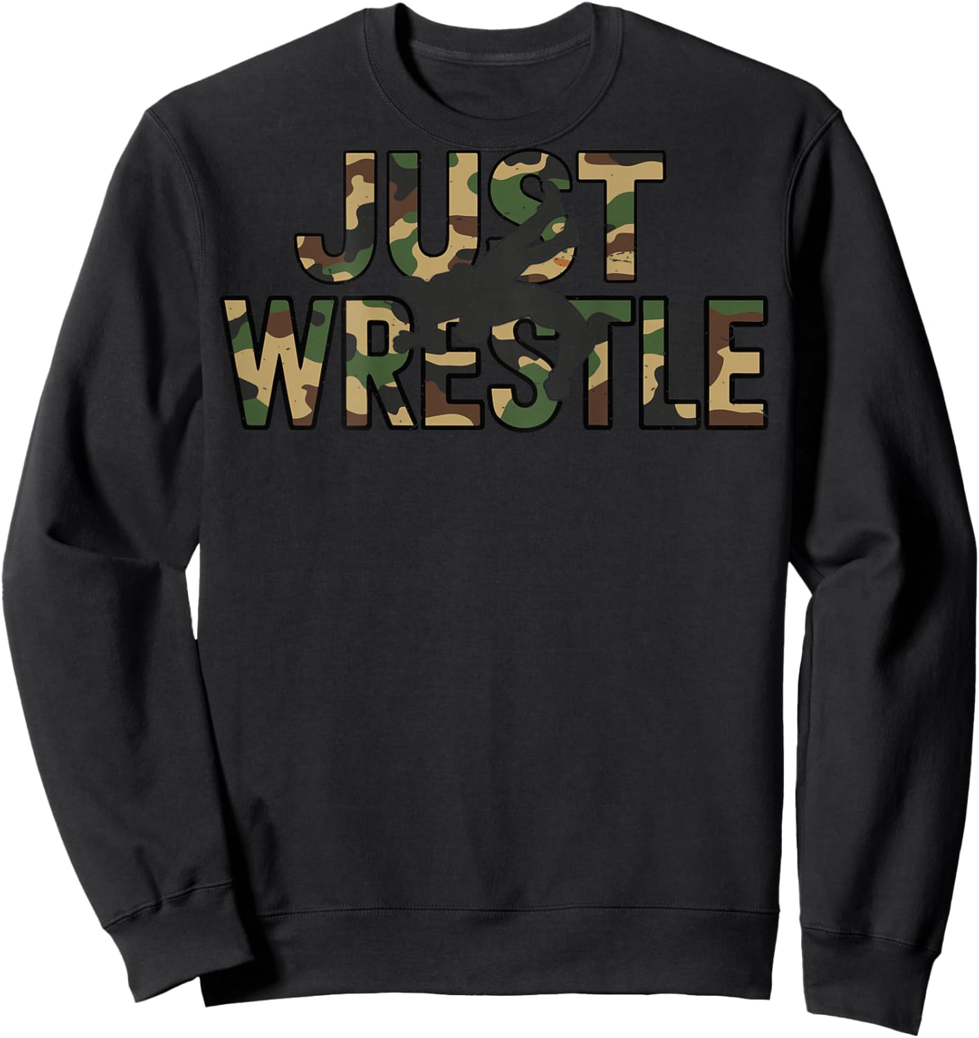 Just Wrestle Youth Wrestling Camo Funny US Wrestler Men Boys Sweatshirt - Sweatshirt | Black