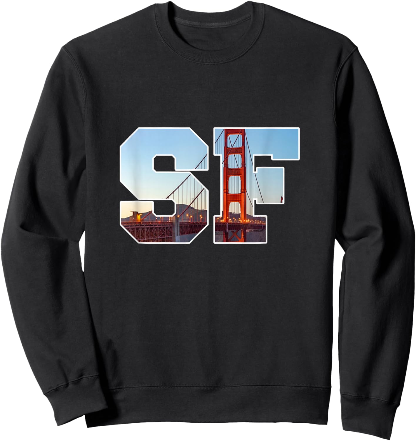Iconic Golden Gate Bridge in Bold SF Letters San Francisco Sweatshirt - Sweatshirt | Black