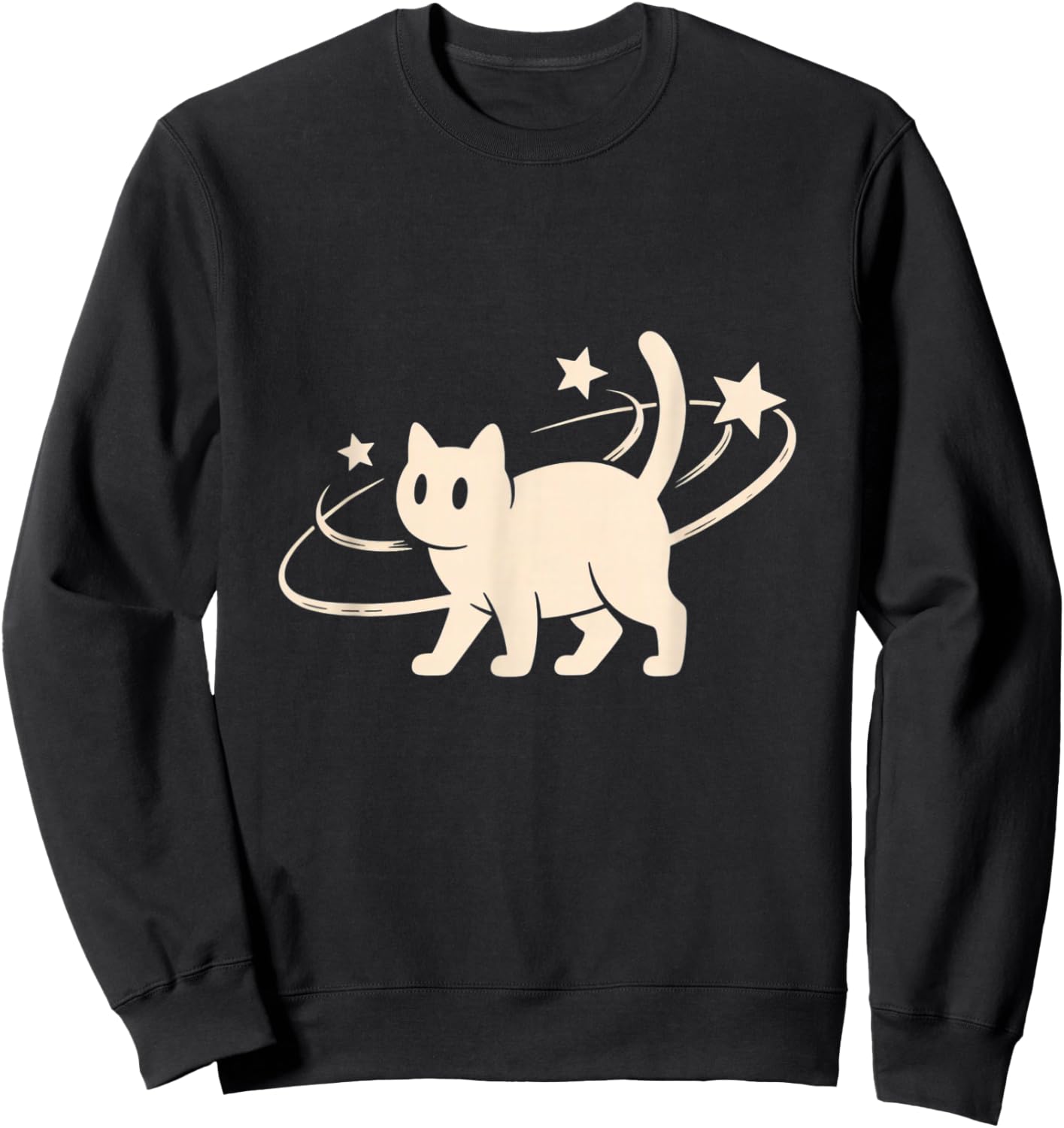 90s Scary Tomcat Cat is Scared Under Starry Tail Sweatshirt - Sweatshirt | Black