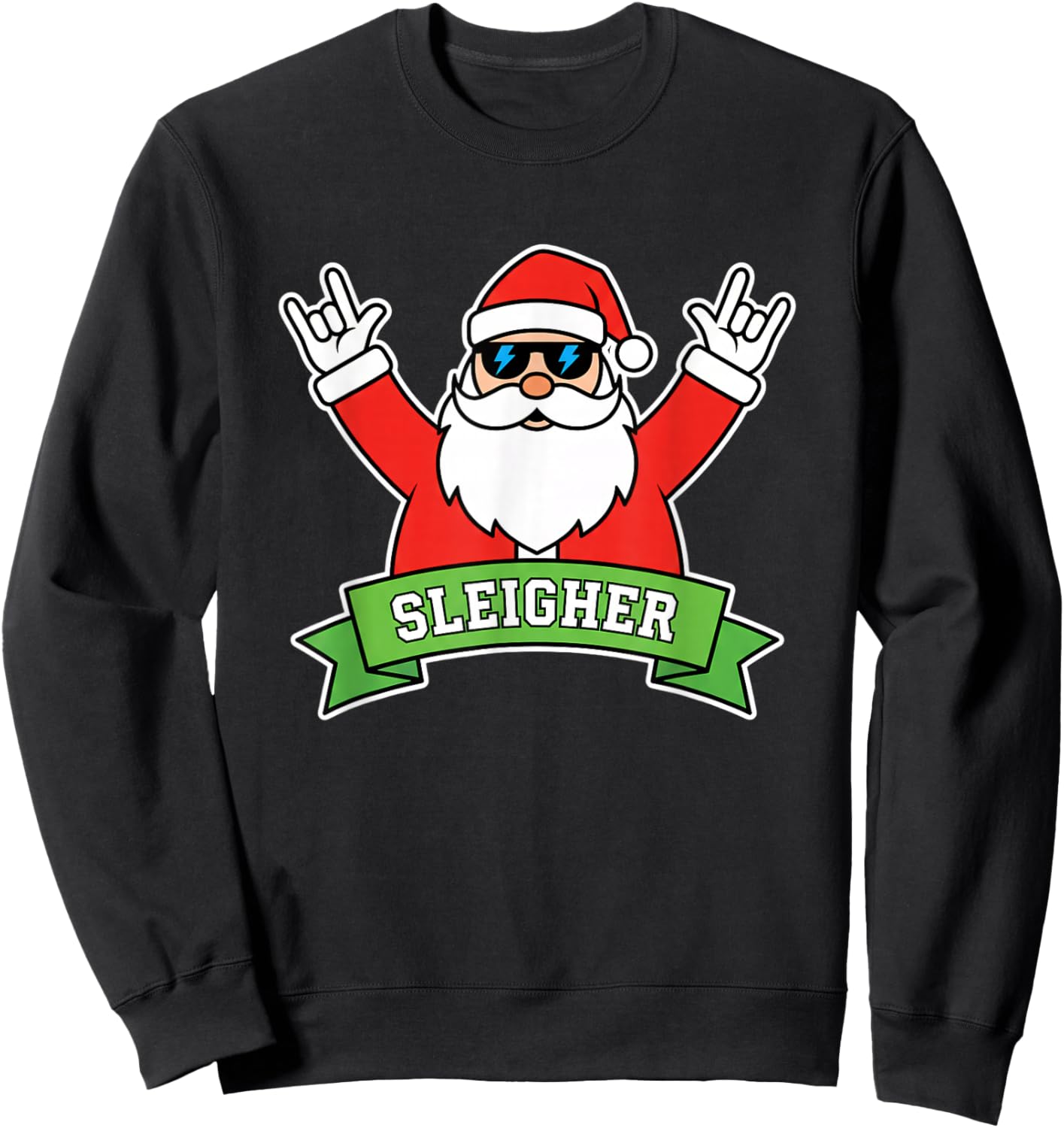 Christmas Sleigher Santa Rock Heavy Metal Sleigh All Day Sweatshirt - Sweatshirt | Black