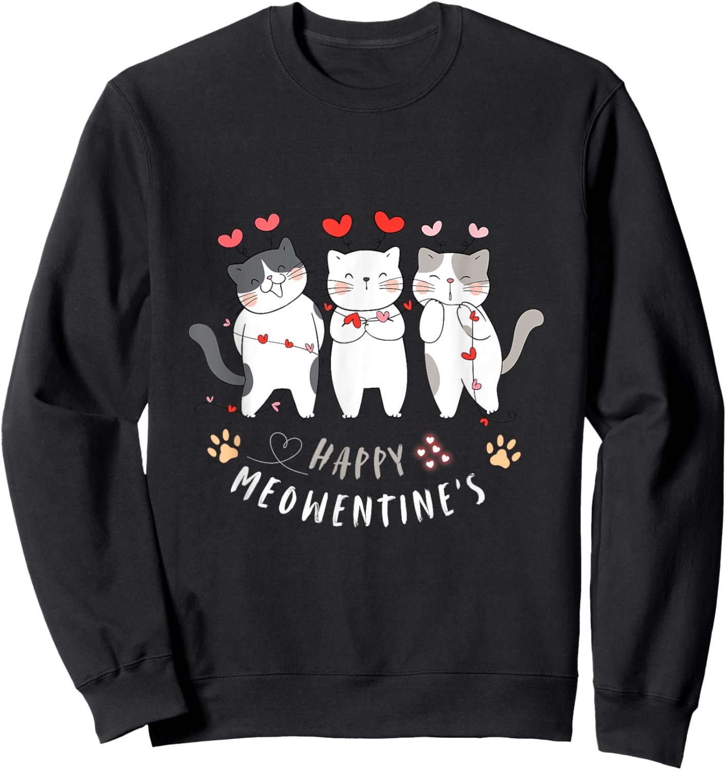 Happy Meowentines Cute Valentine Cat Shirts Men Sweatshirt - Sweatshirt | Black