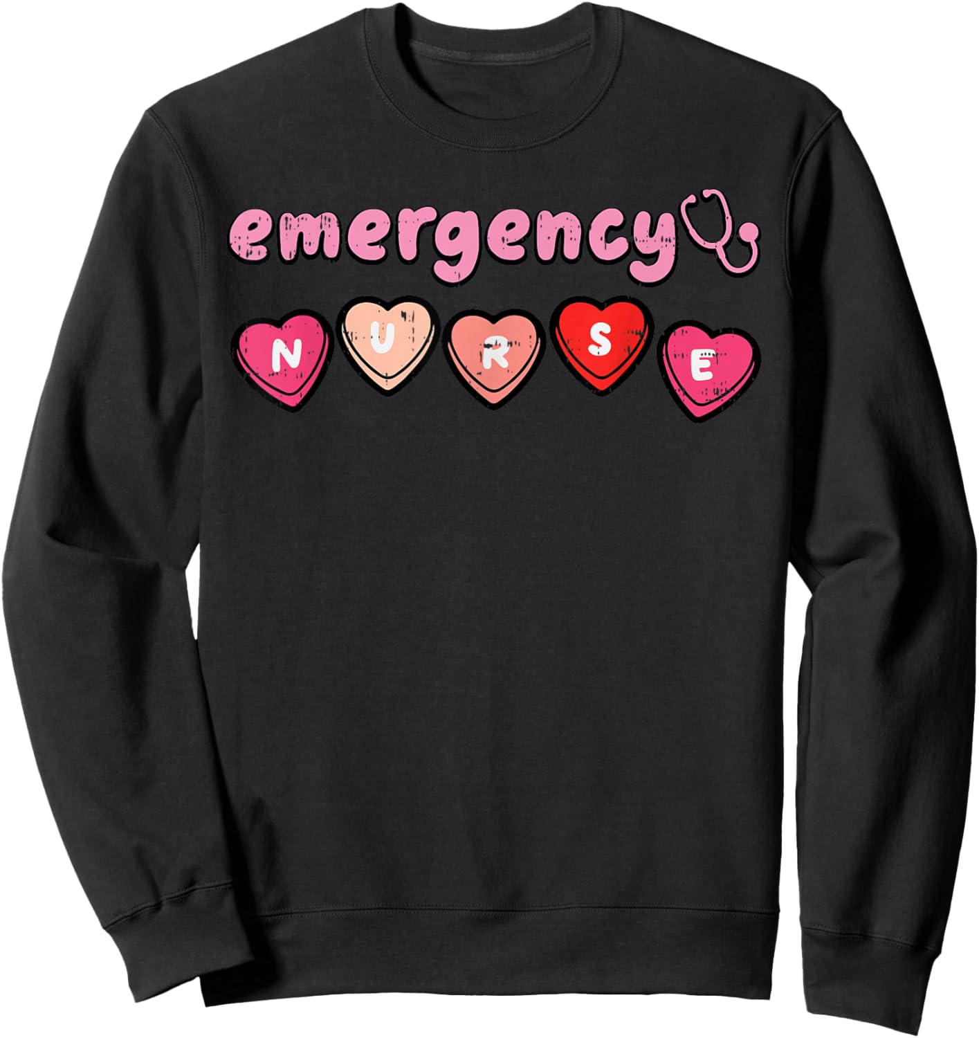 Valentines Day Emergency Nurse ED ER Scrub Top Women Men Sweatshirt - Sweatshirt | Black