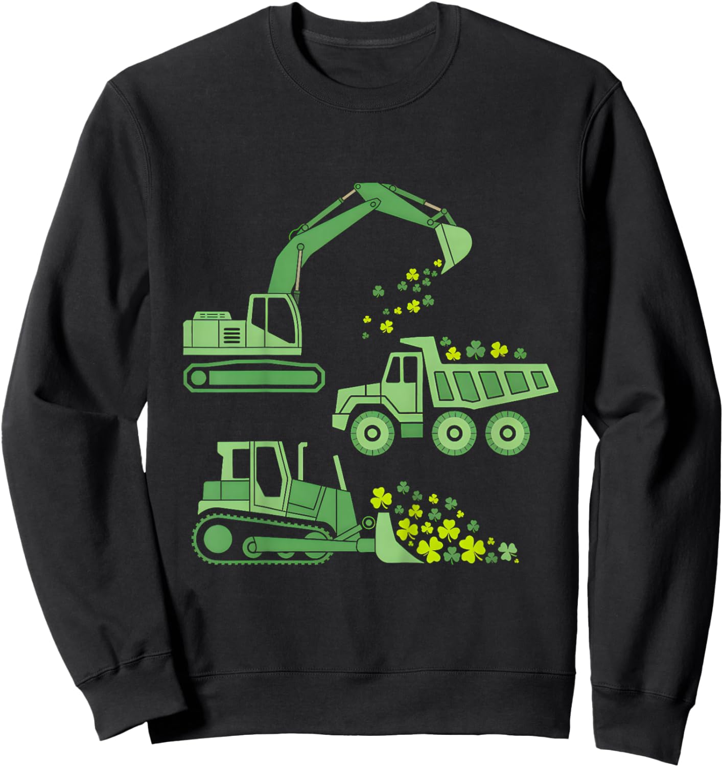 Kids Construction Vehicle St Patricks Day Digger Truck Boys Kids Sweatshirt - Sweatshirt | Black