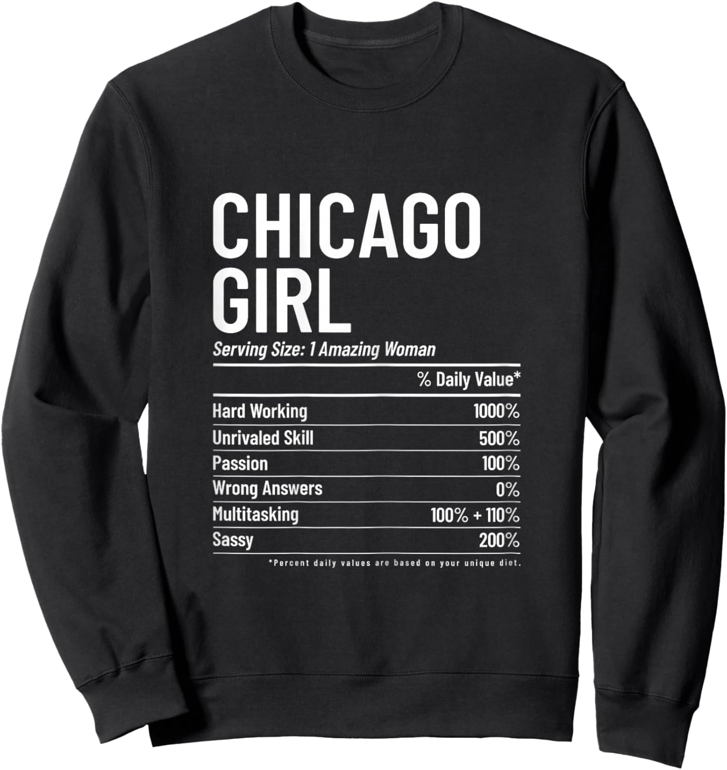 Chicago Illinois Vintage Pride Girl Funny Sweatshirt - Sweatshirt | Black