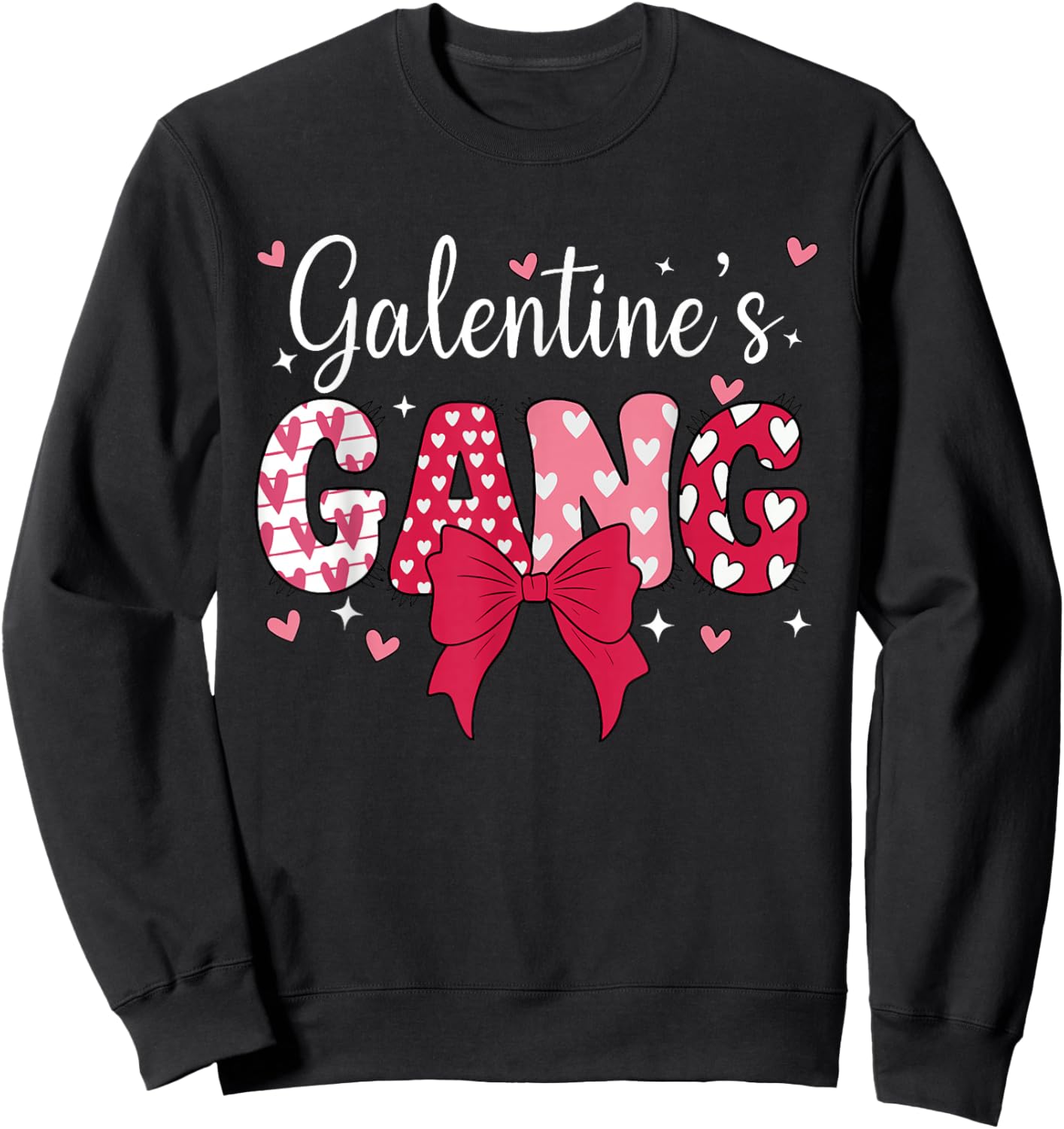 Happy Galentines Day Gang Cute Coquette Bow Galentine 2026 Sweatshirt - Sweatshirt | Black