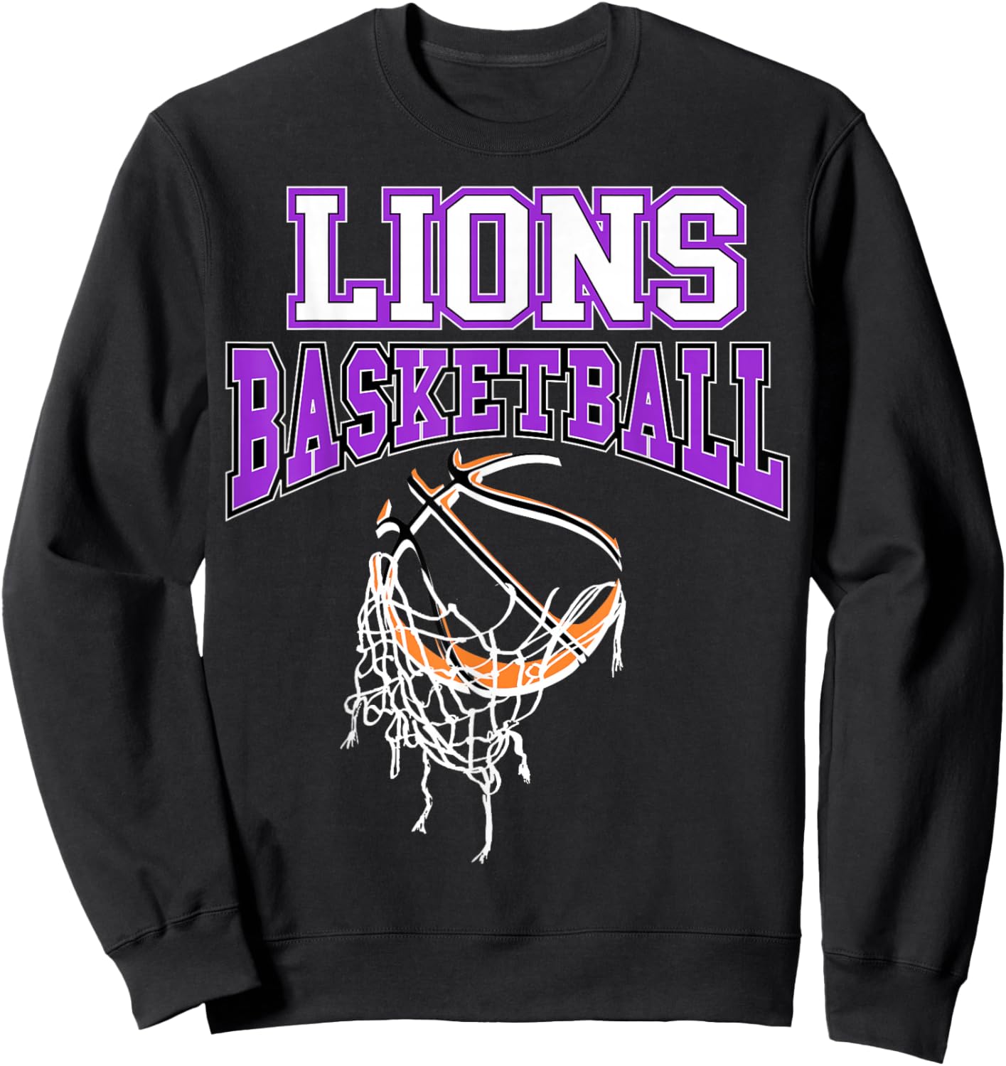 Lions Basketball Mom Purple Lion Pride School Spirit Game Sweatshirt - Sweatshirt | Black