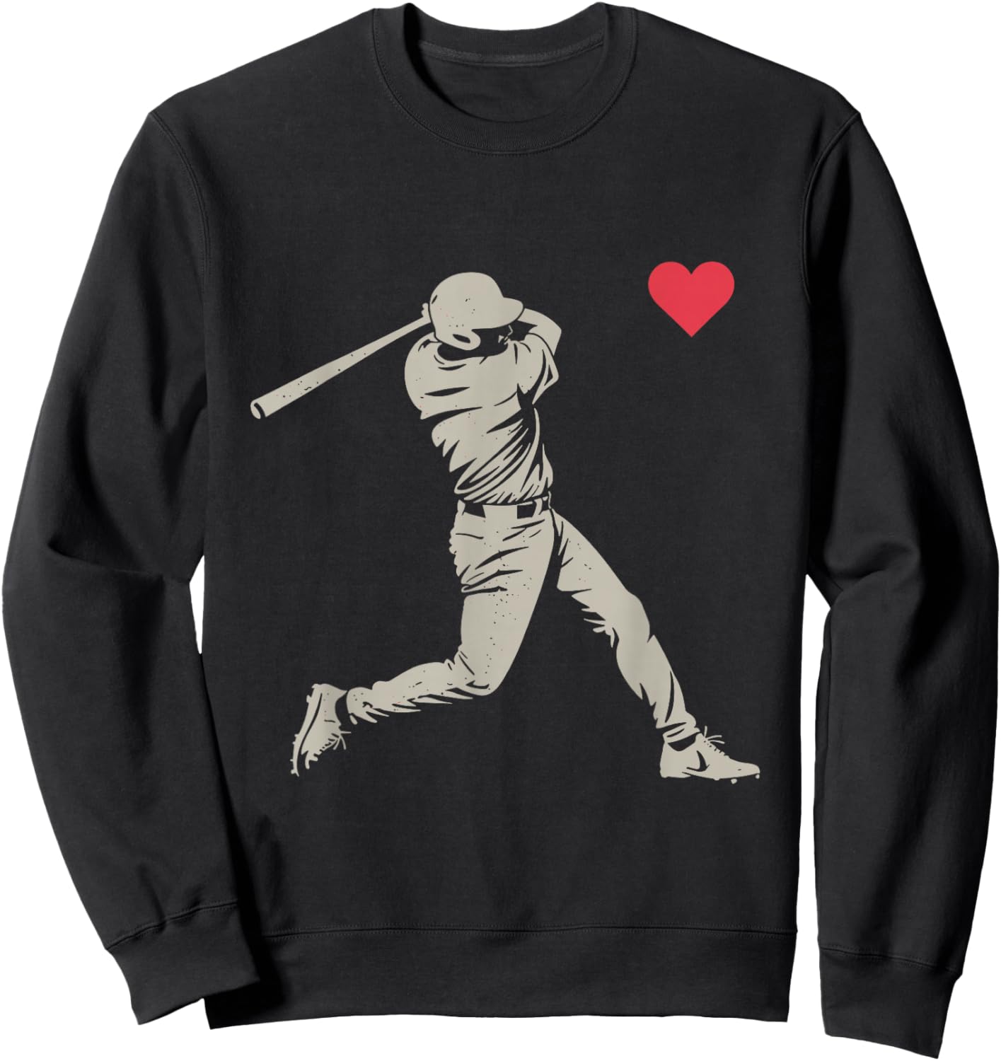 Valentines Day Baseball Batter Silhouette Heart Men Boy Kids Sweatshirt - Sweatshirt | Black