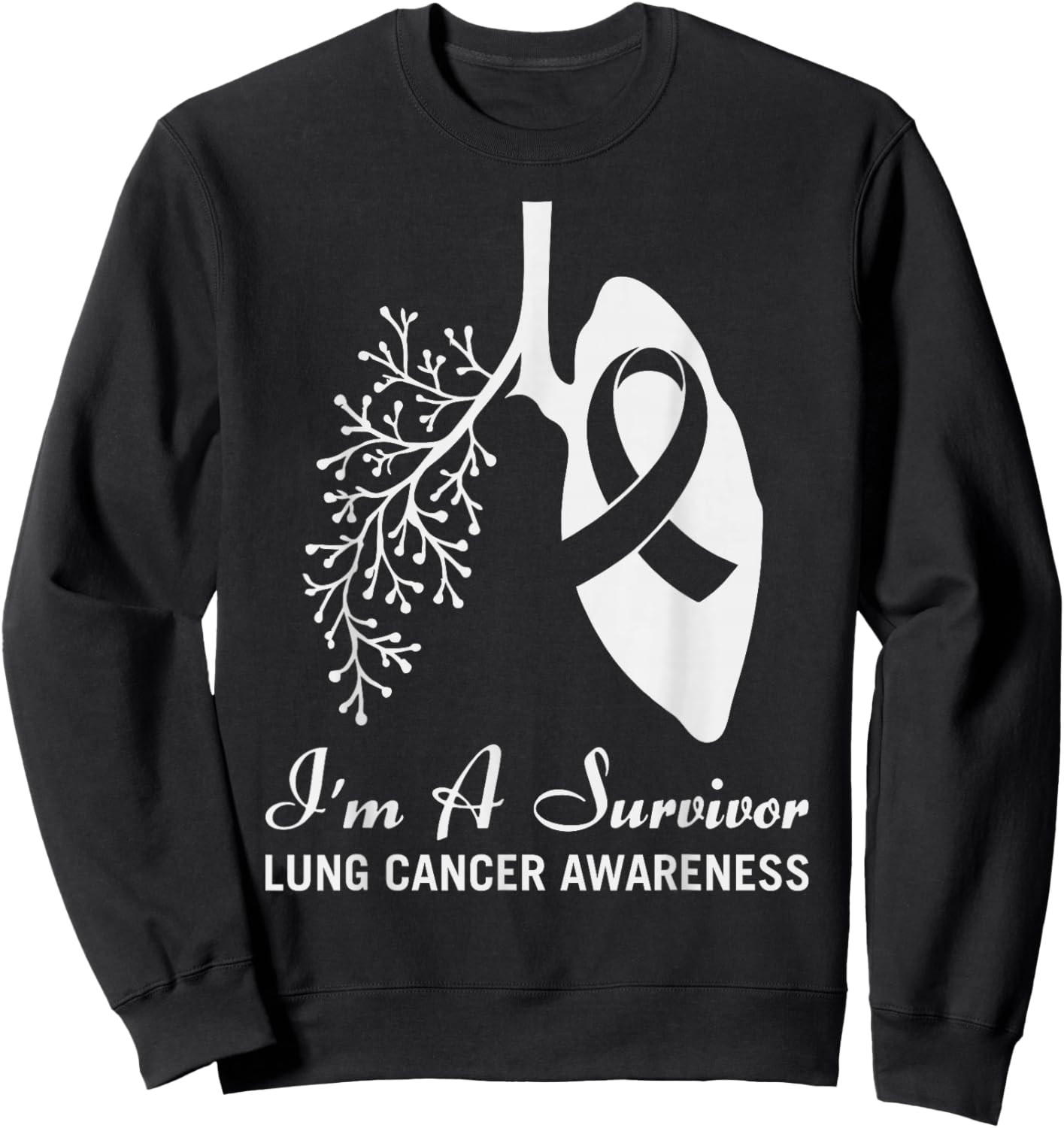 Survivor Lung Cancer Month Awareness White Ribbon Support Sweatshirt - Sweatshirt | Black