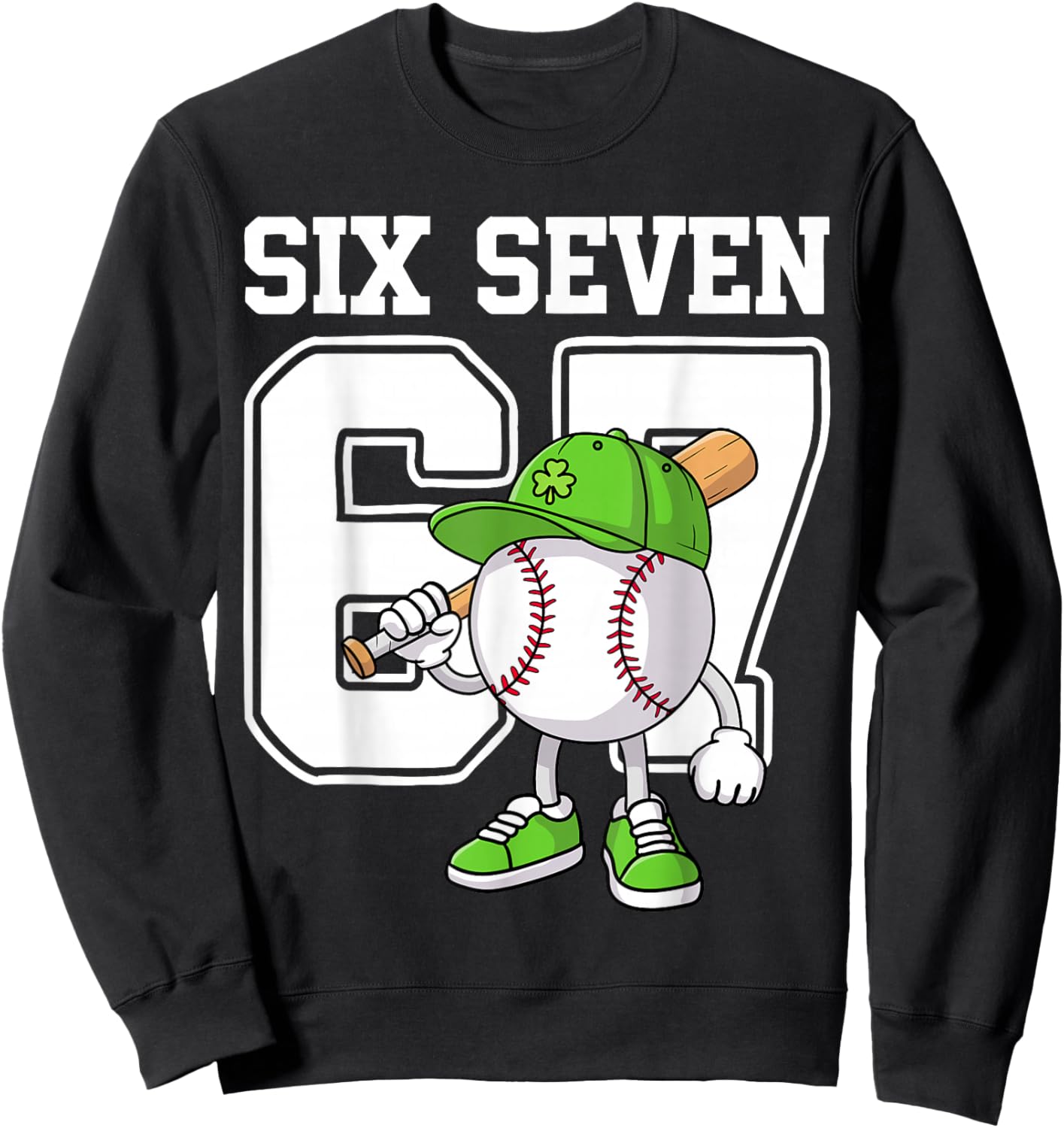 Boys St Patricks Day 67 Six Seven Baseball Ice Cream Drip Sweatshirt - Sweatshirt | Black
