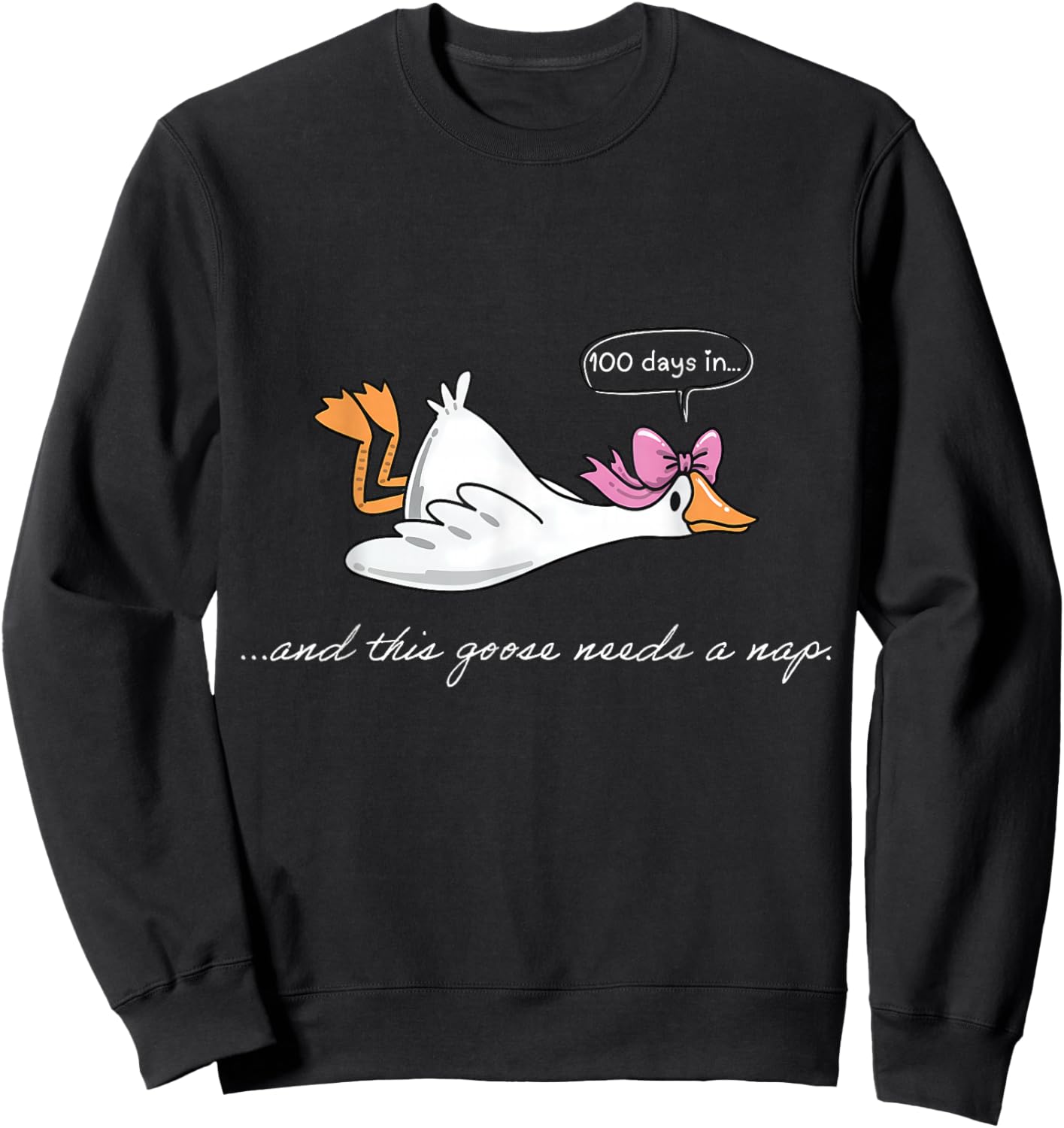 Funny 100 Days in Goose Needs A Nap 100th Day of School Kids Sweatshirt - Sweatshirt | Black