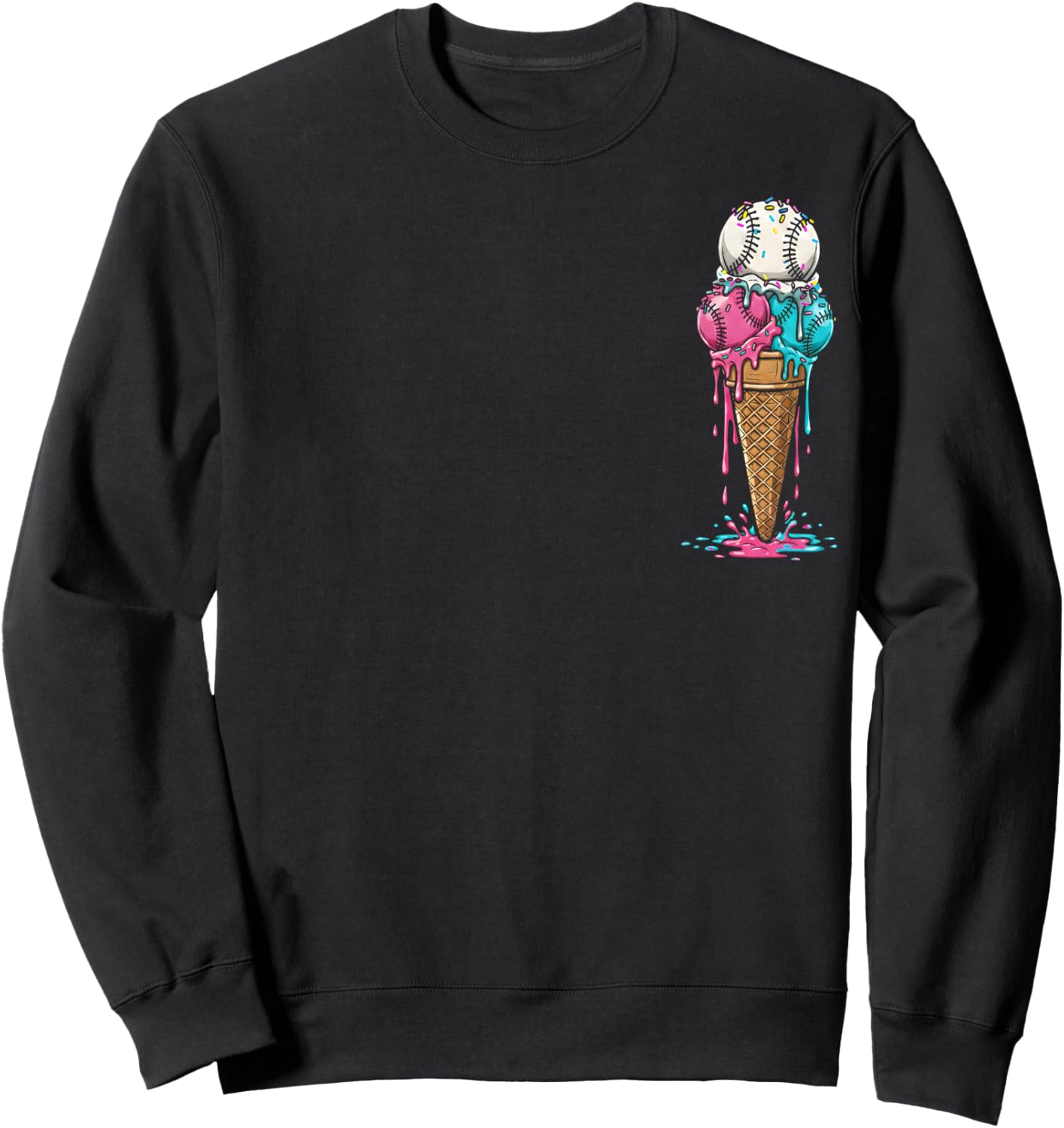 Baseball Ice Cream Drip Boys Home Plate Respect Drip Sweatshirt - Sweatshirt | Black