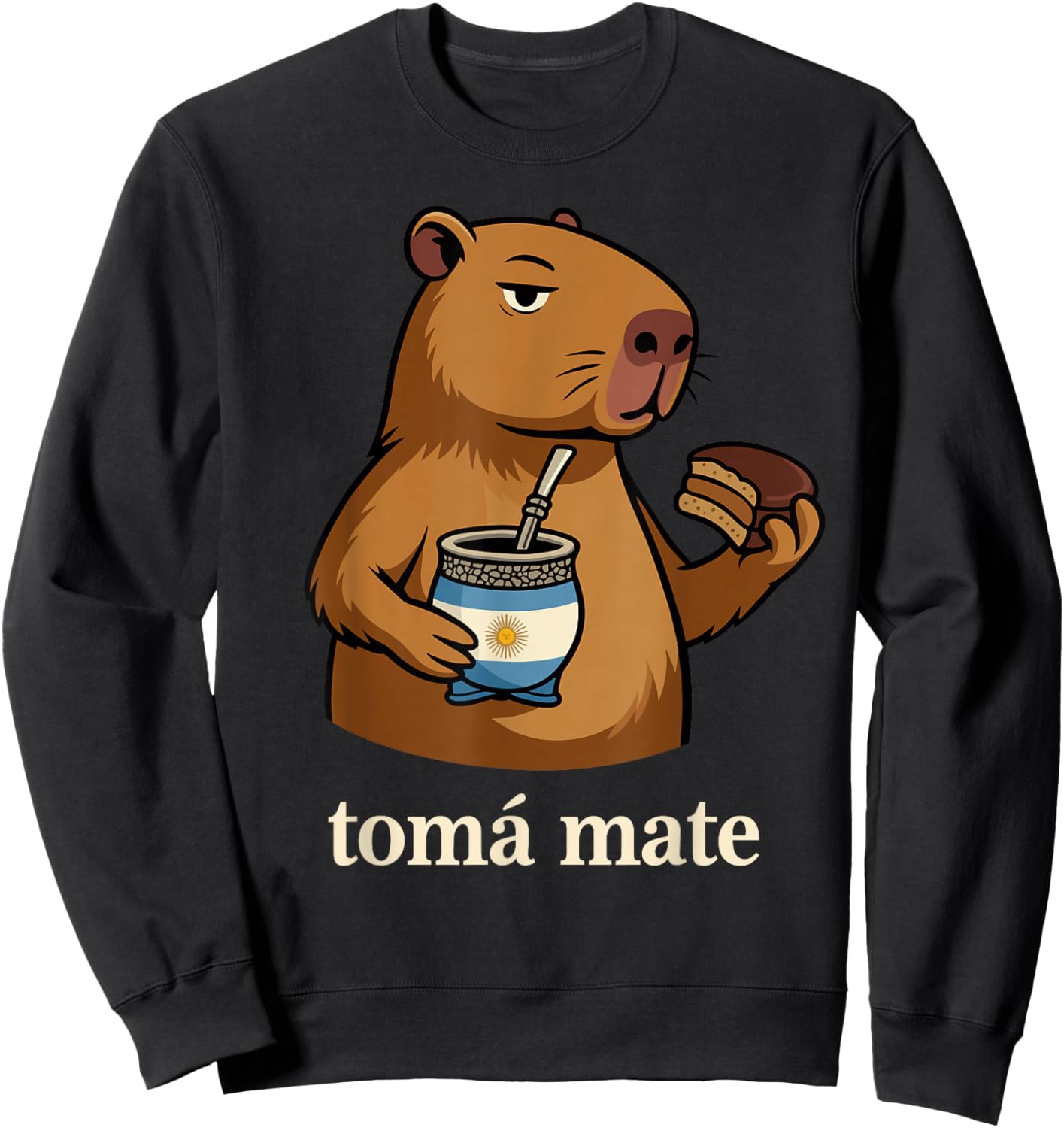 Argentinian Capybara Yerba Mate Argentina Argentine Alfajor Sweatshirt - Sweatshirt | Black