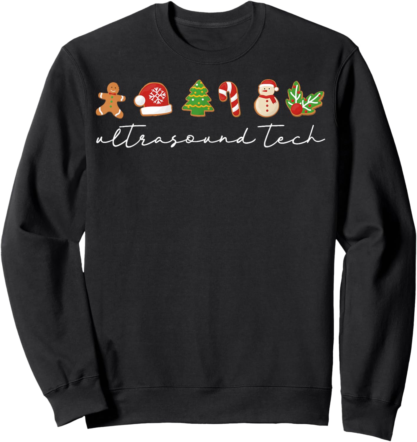 Ultrasound Technologist Christmas Cardiac Nurse Sonographer Sweatshirt - Sweatshirt | Black