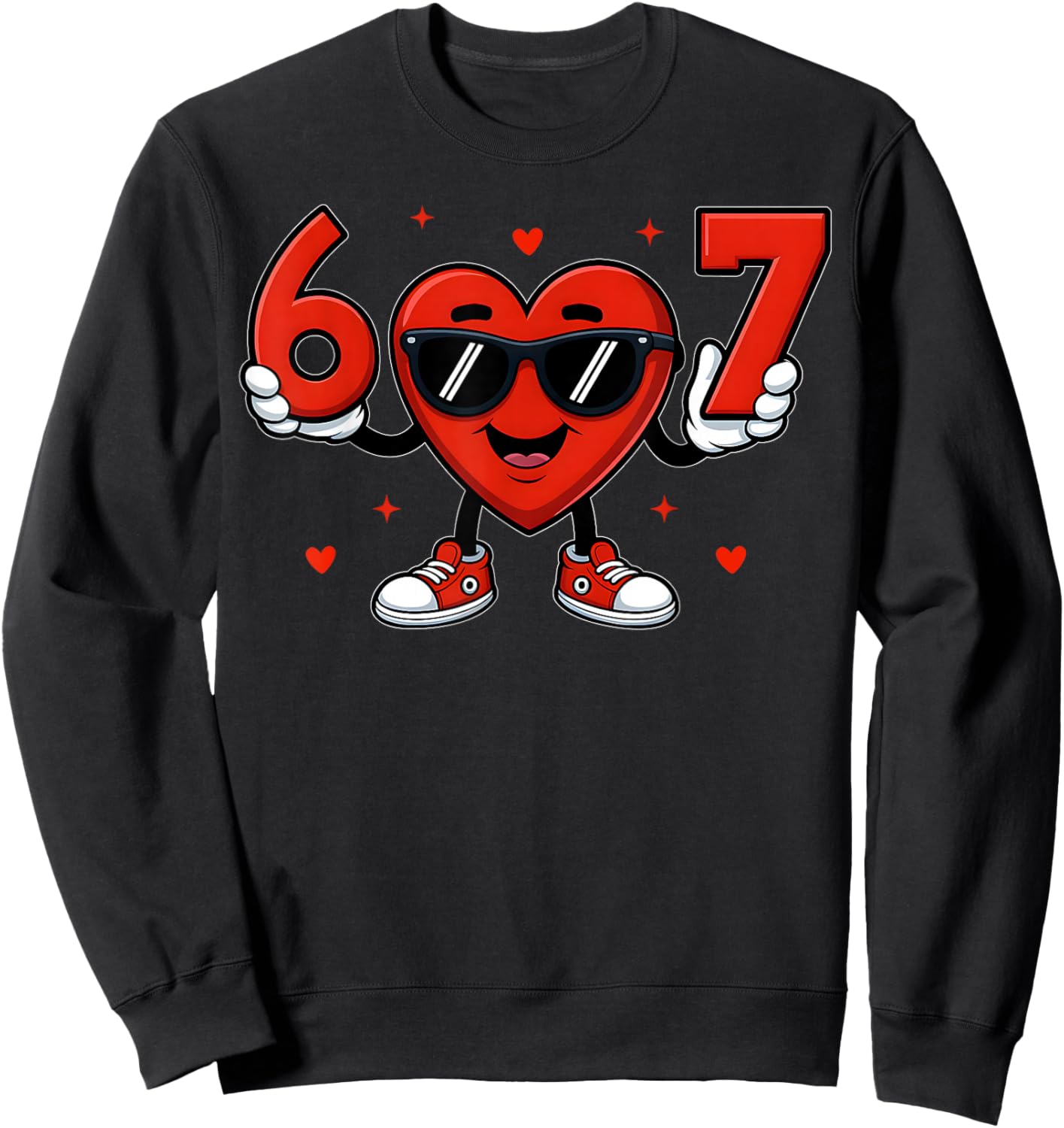 Six Seven 67 Gen Alpha Slang Valentines Day Heart 67 Meme Sweatshirt - Sweatshirt | Black