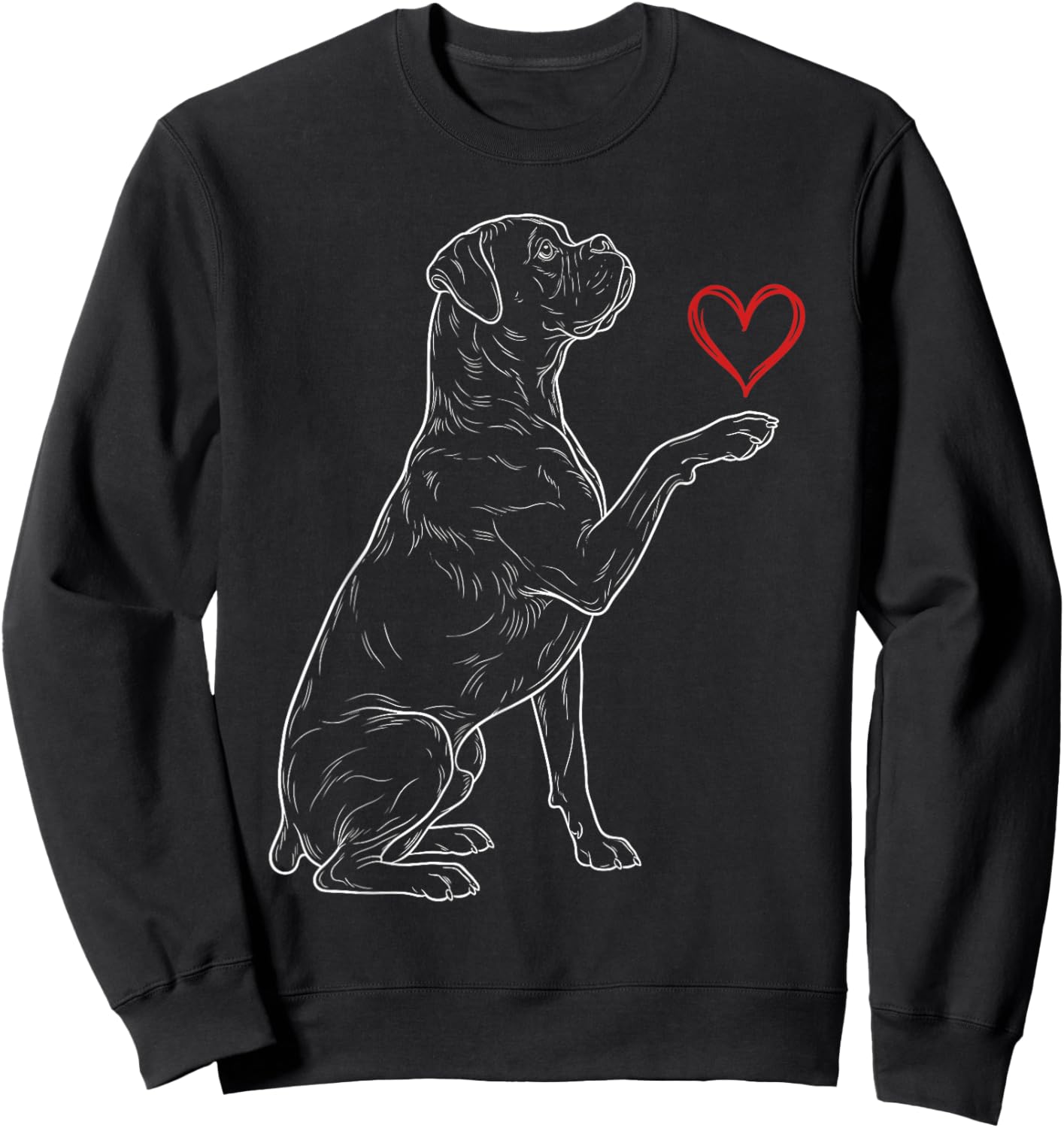 Boxer Lover Dog Art Boxer Holding Heart Valentines Sweatshirt - Sweatshirt | Black
