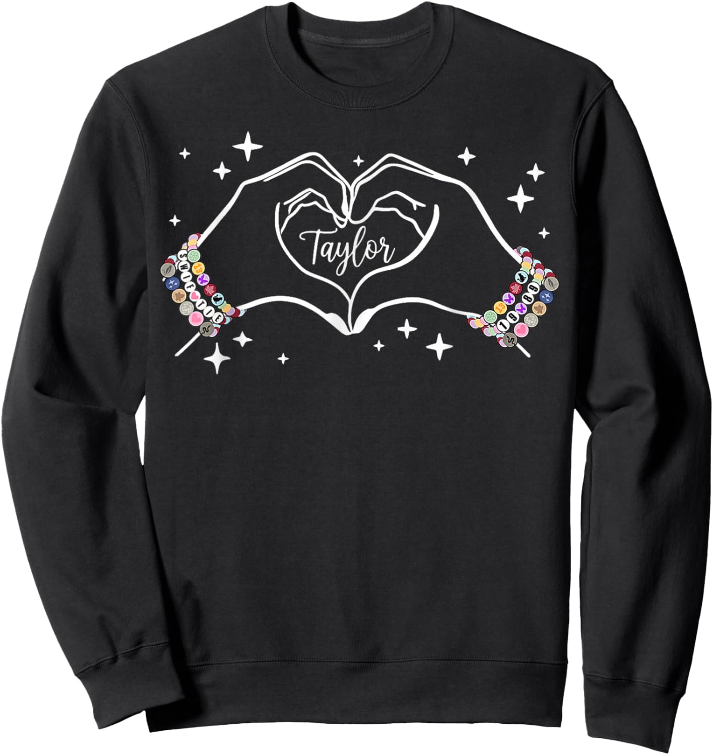 Heart Hands Taylor First Name Girl Vintage 70's 80's Sweatshirt - Sweatshirt | Black