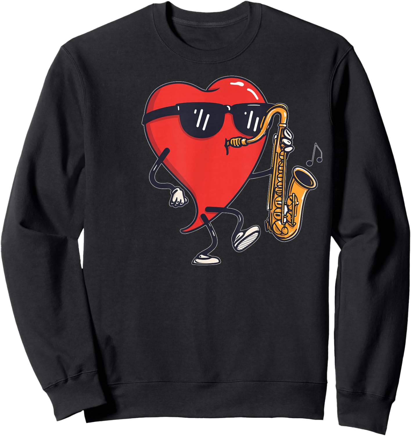 Saxophone Heart Player Saxist Sax Valentine's Day Sunglasses Sweatshirt - Sweatshirt | Black