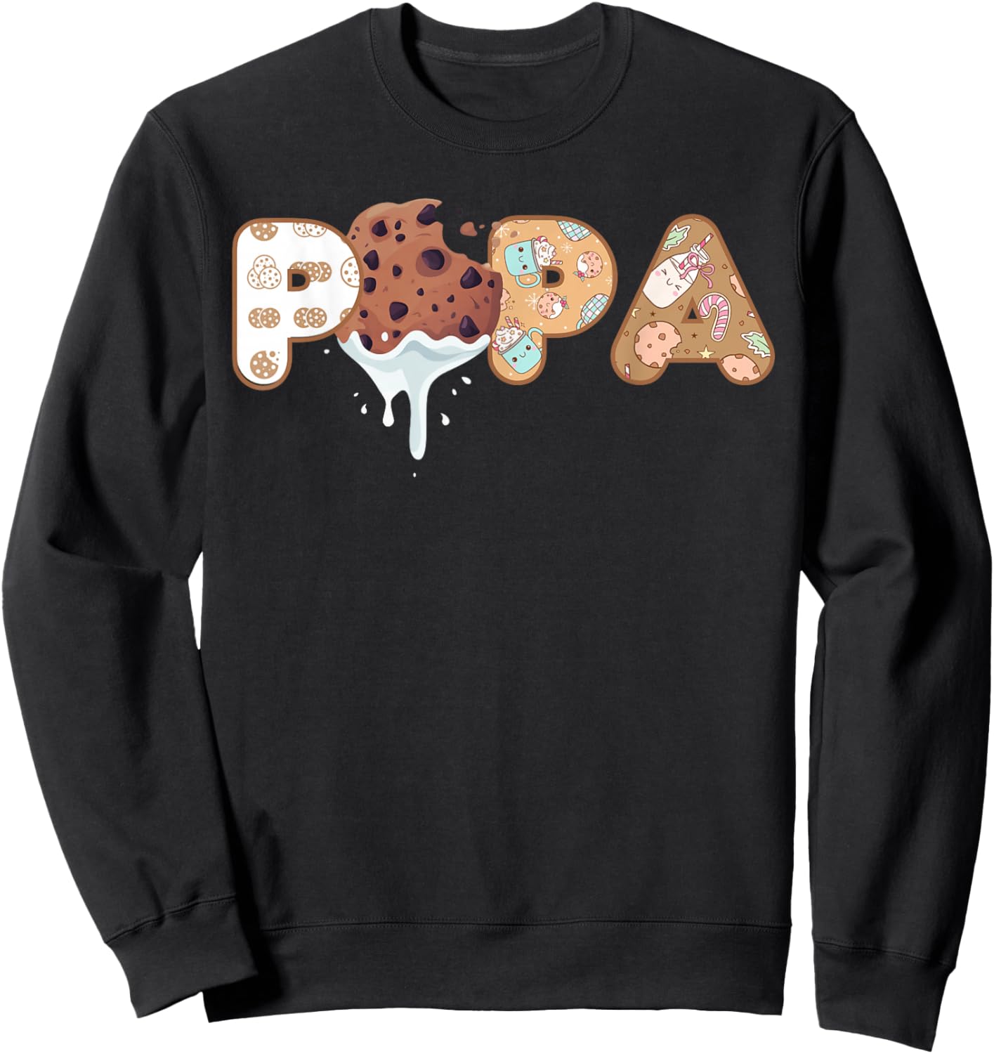 Cookies Papa 1st Birthday Milk Party Family Matching Sweatshirt - Sweatshirt | Black