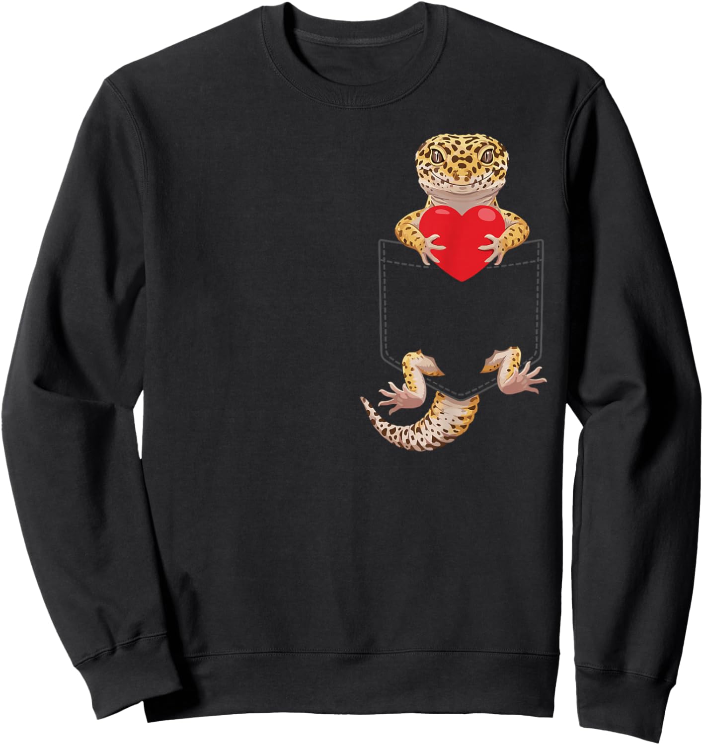 Leopard Gecko in Pocket Reptile Lover Design Valentines Sweatshirt - Sweatshirt | Black
