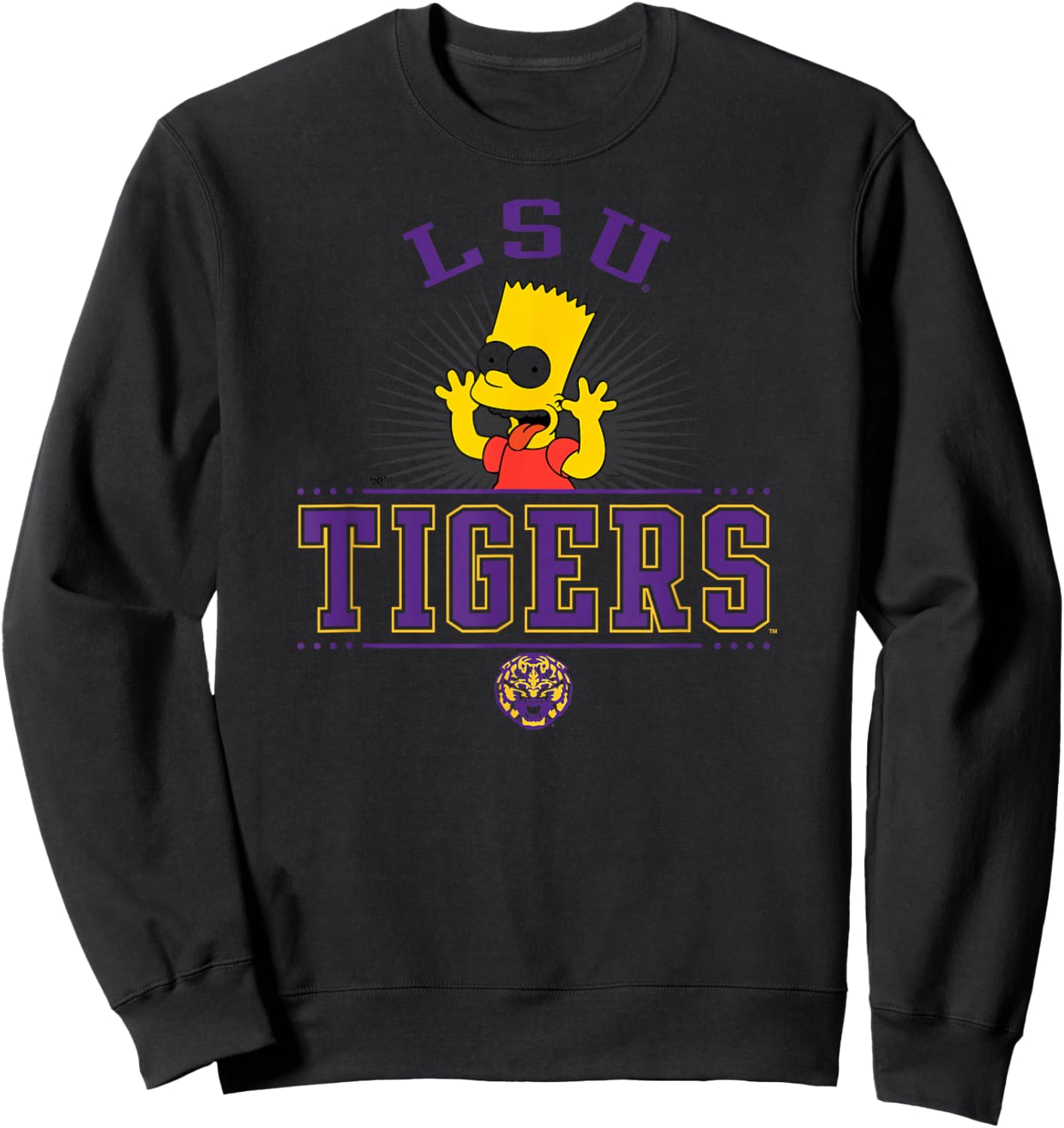 LSU Tigers Simpsons Bart White Officially Licensed Sweatshirt - Sweatshirt | Black