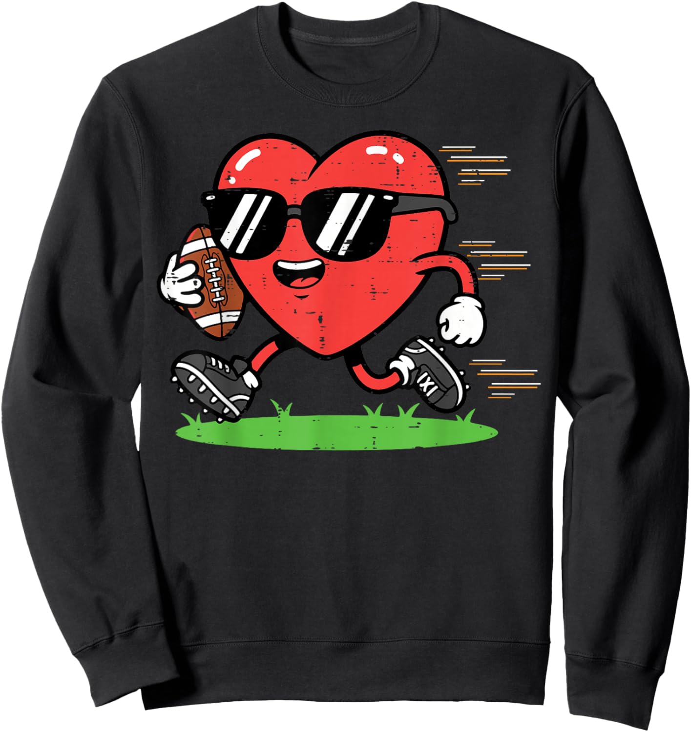 Valentines Day American Football Heart Boys Kids Youth Men Sweatshirt - Sweatshirt | Black