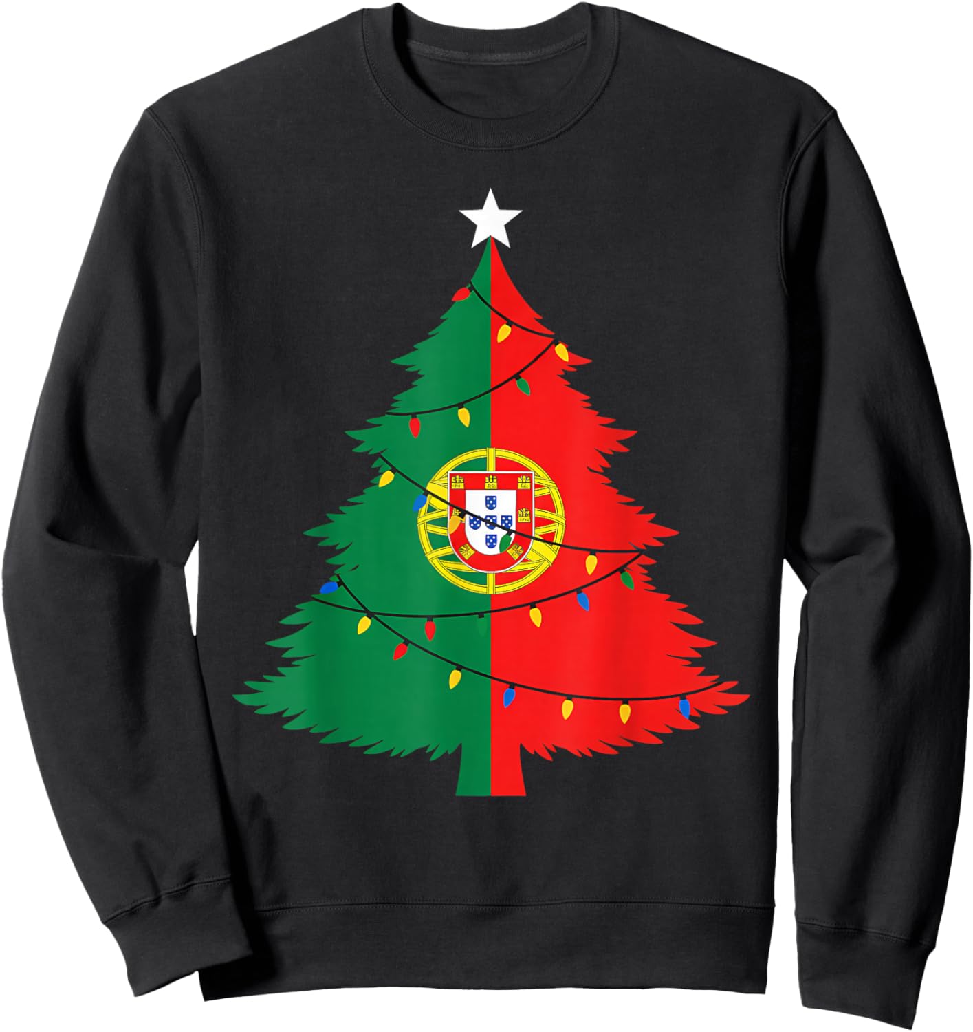 Portuguese Christmas Tree Flag Festive Portugal Pride Sweatshirt - Sweatshirt | Black