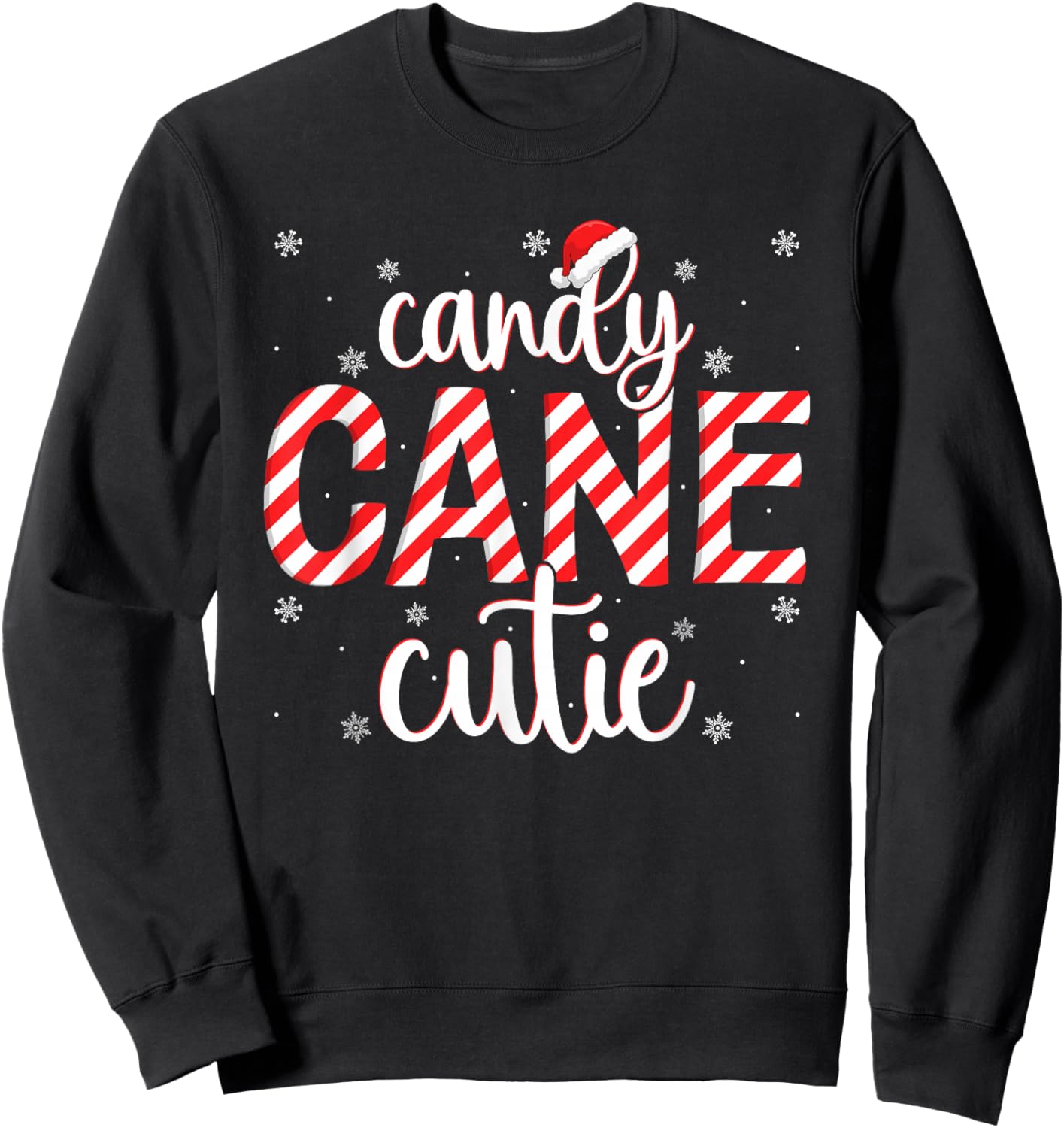Candy Cane Cutie Christmas Love Candy Women Girls Kids Xmas Sweatshirt - Sweatshirt | Black
