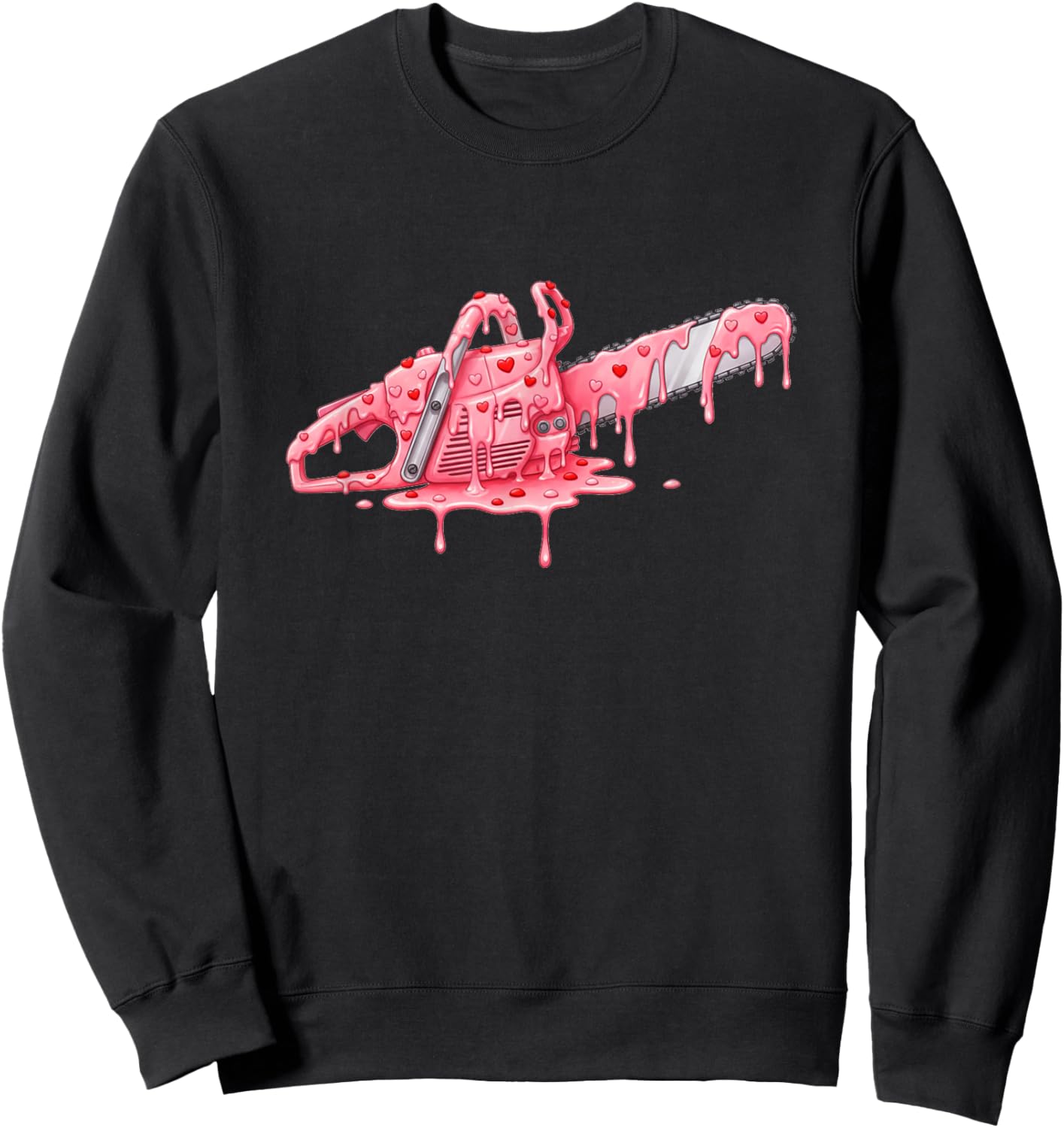 Chainsaw Arborist Valentines Day Ice Cream Drip Heart Sweatshirt - Sweatshirt | Black