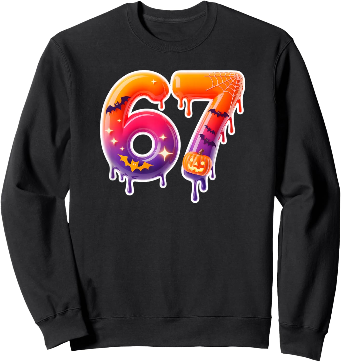 Six Seven 67 6 7 Meme Design Funny Ice Cream Drip Costume Sweatshirt - Sweatshirt | Black