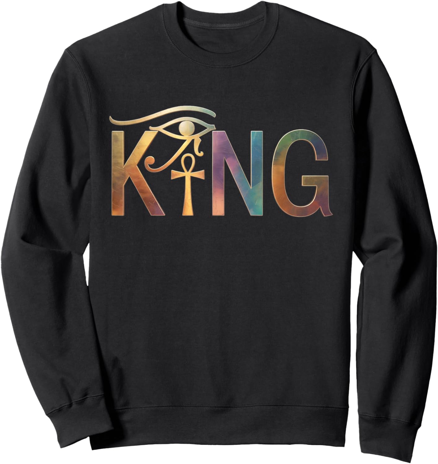 Black King Kemetic Ankh African Pride Sweatshirt - Sweatshirt | Black