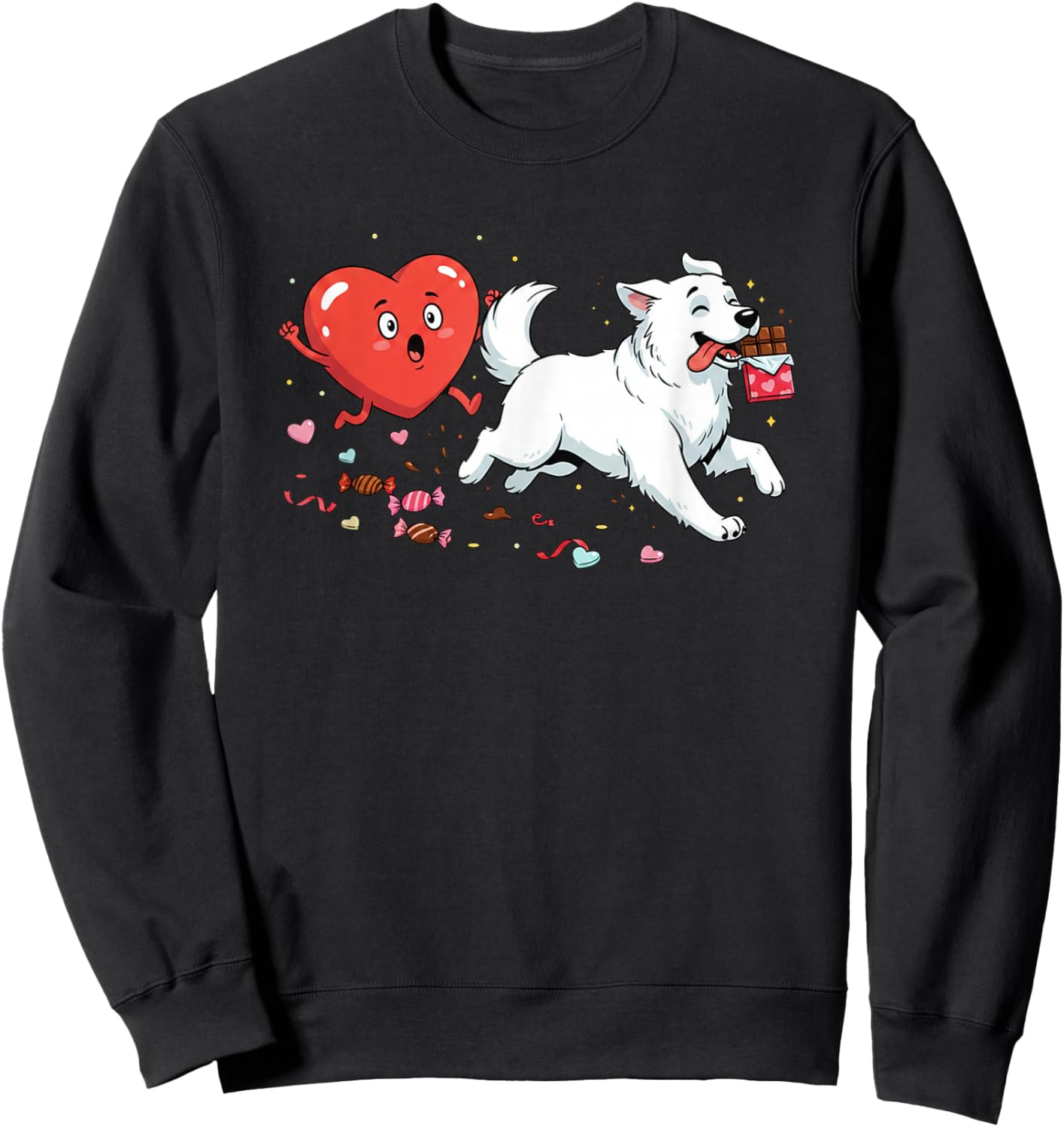 Funny Great Pyrenees Heart Valentine Dog Kids Sweatshirt - Sweatshirt | Black