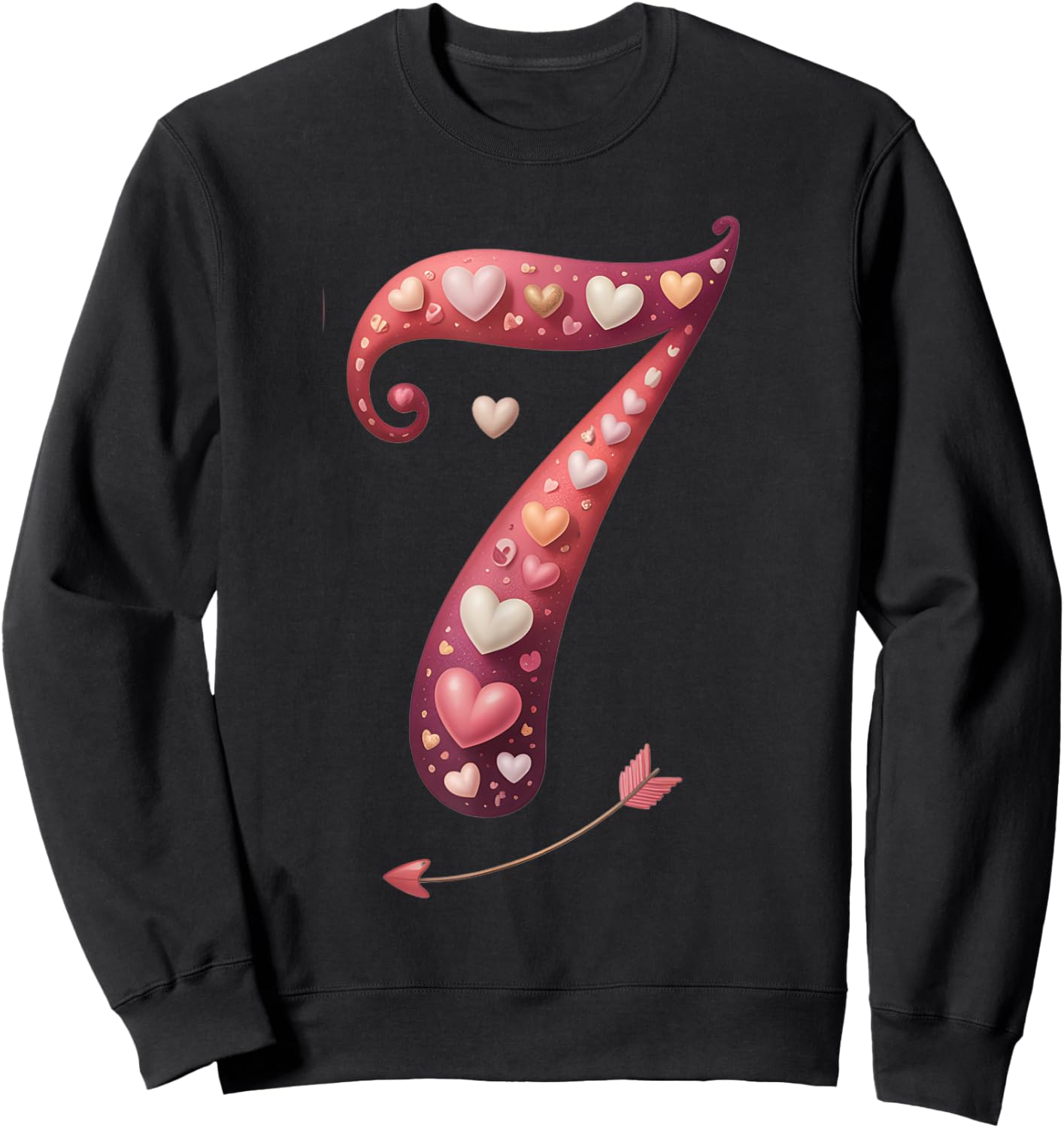 Cute Love-Themed Valentine’s Day Heart Costume Matching 7 Sweatshirt - Sweatshirt | Black