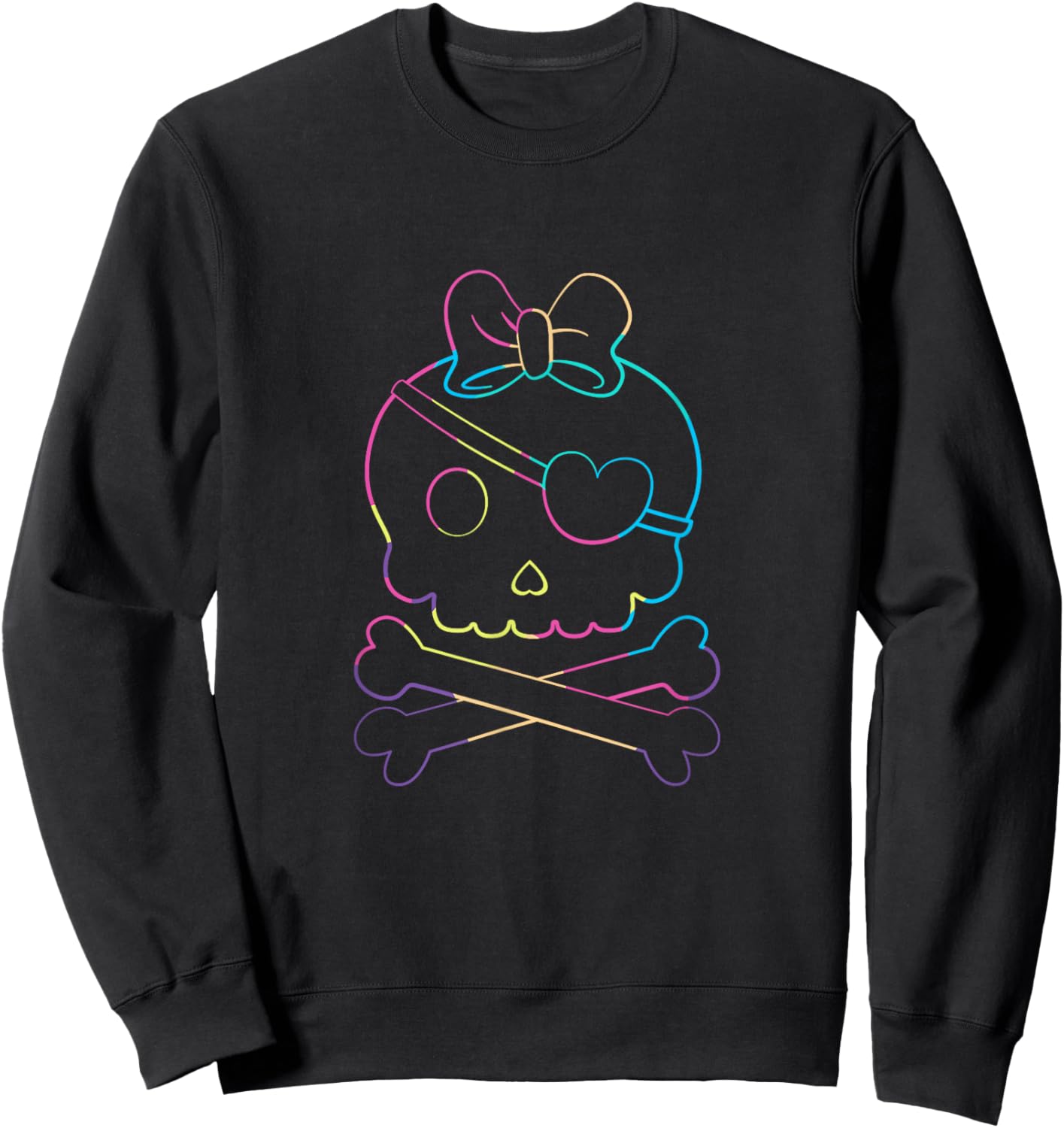 Pirate Skeleton Halloween Cute Pirate Girl Sweatshirt - Sweatshirt | Black