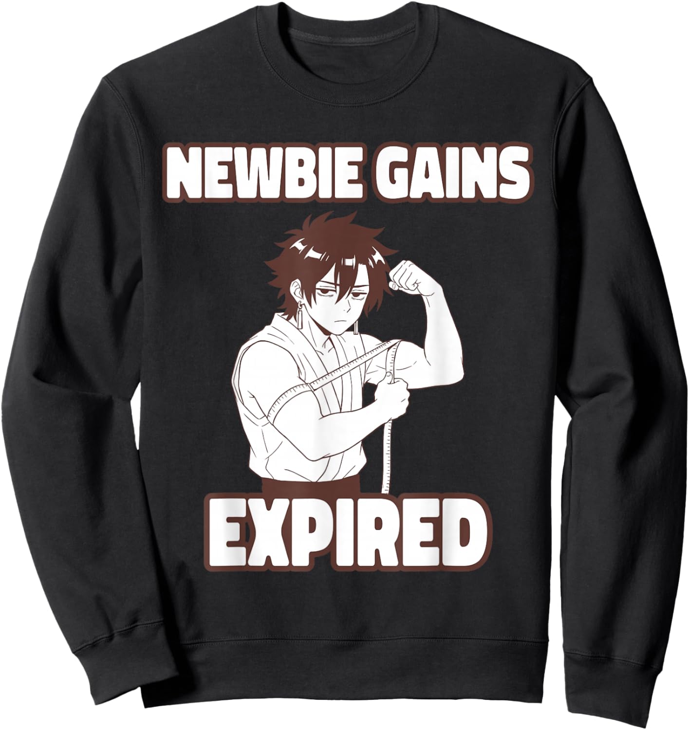 Newbie Gains Expired Funny Gym Anime Workout Sweatshirt - Sweatshirt | Black