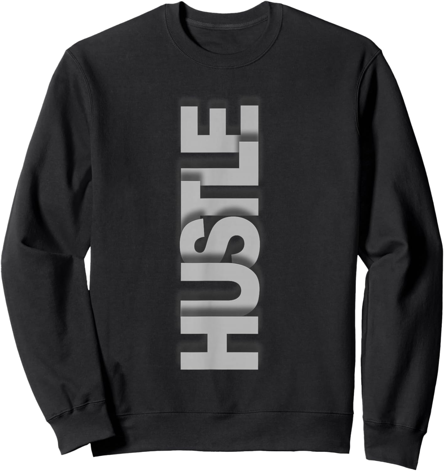 Grey Hustle Monochrome Color Graphic Sweatshirt - Sweatshirt | Black