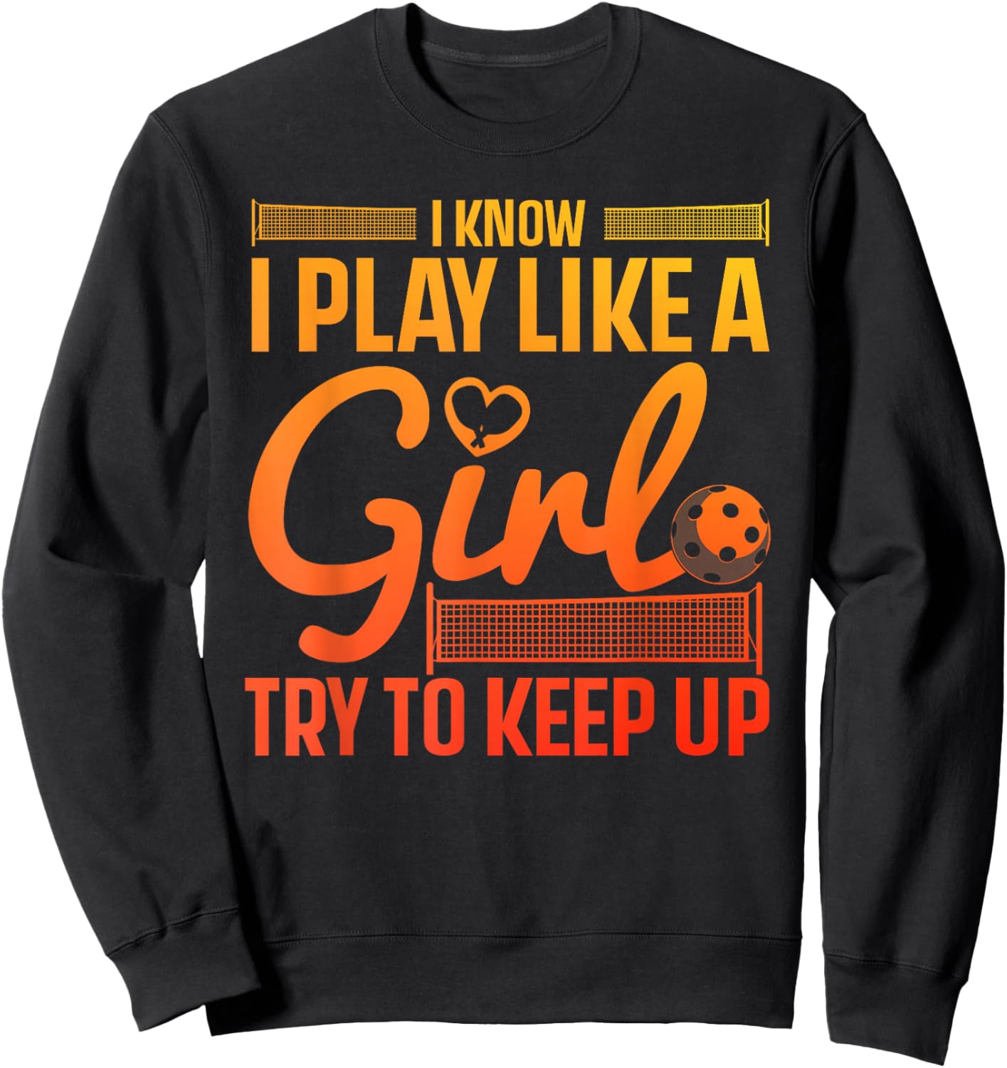 Unique Pickleball Design Girls Pickle Ball Player Sweatshirt - Sweatshirt | Black